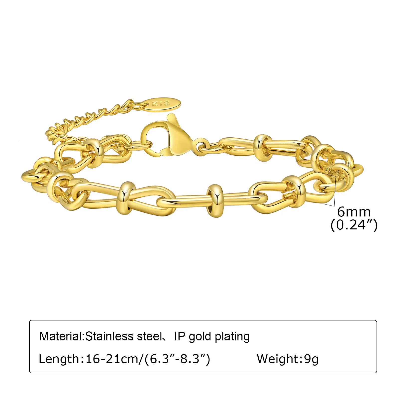 Elegant Chunky Gold Link Bracelet – Waterproof Stainless Steel Layering Jewelry for Women