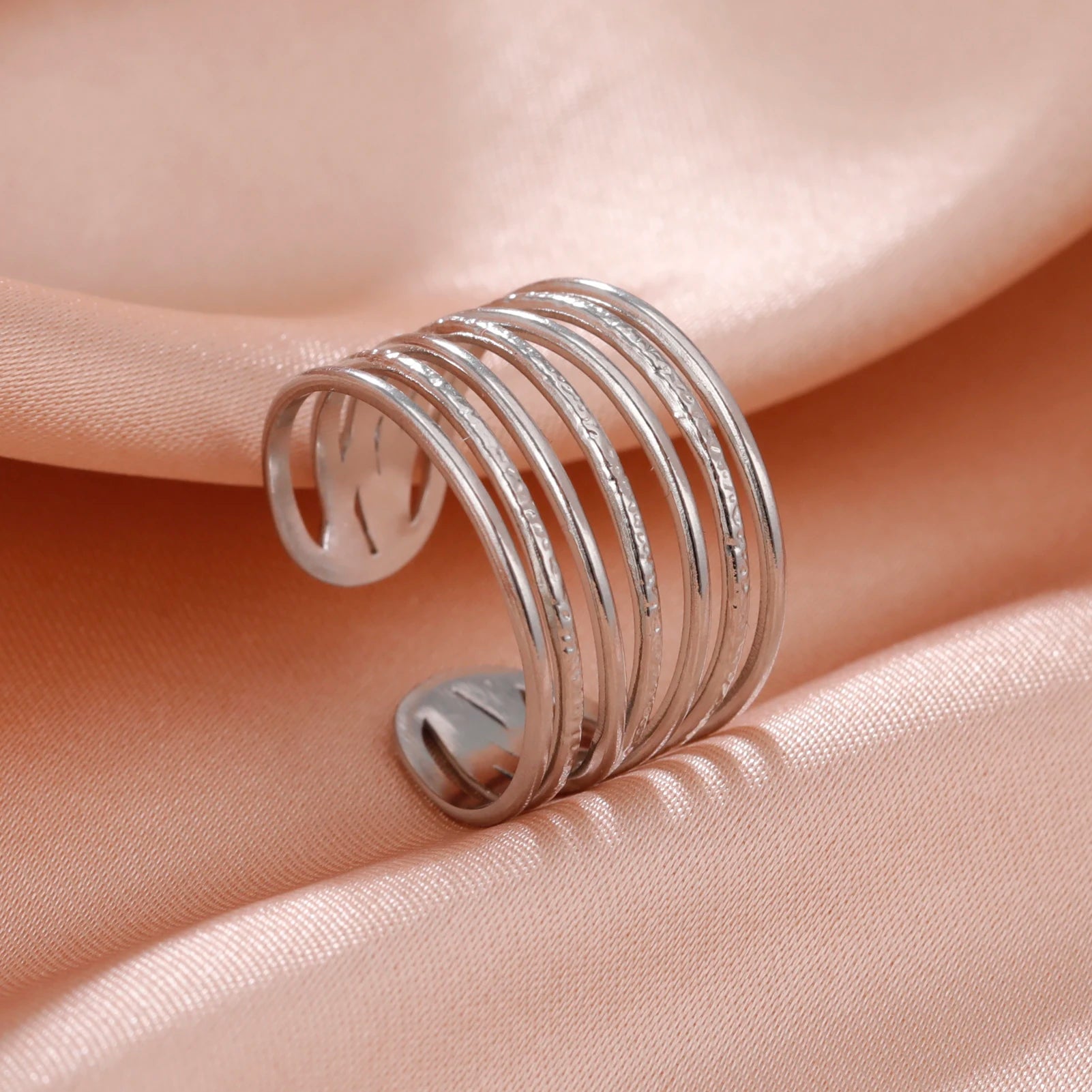 Adjustable Stainless Steel Heart Ring for Women | Geometric Open Finger Ring | Minimalist Aesthetic Fashion Jewelry Gift