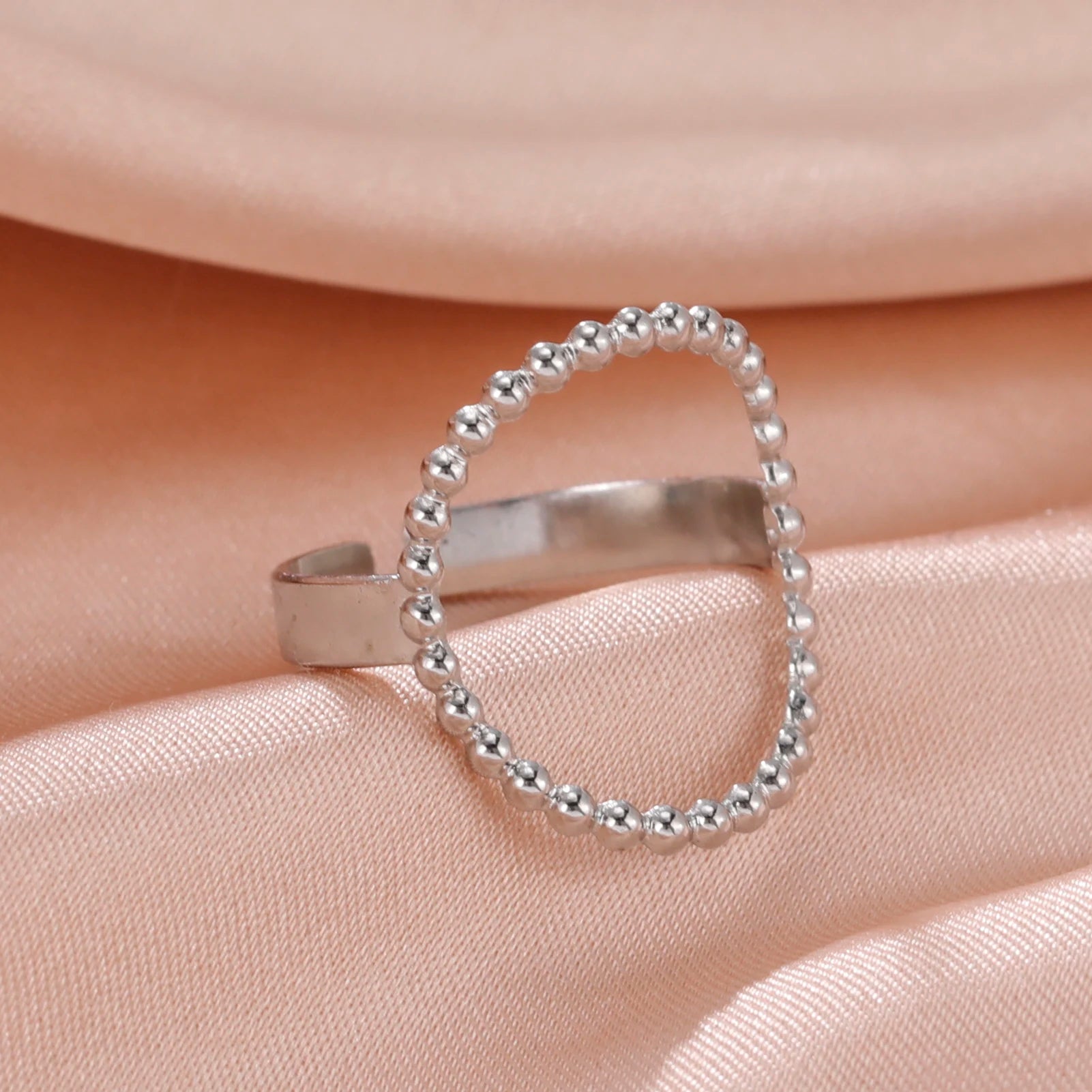 Adjustable Stainless Steel Heart Ring for Women | Geometric Open Finger Ring | Minimalist Aesthetic Fashion Jewelry Gift