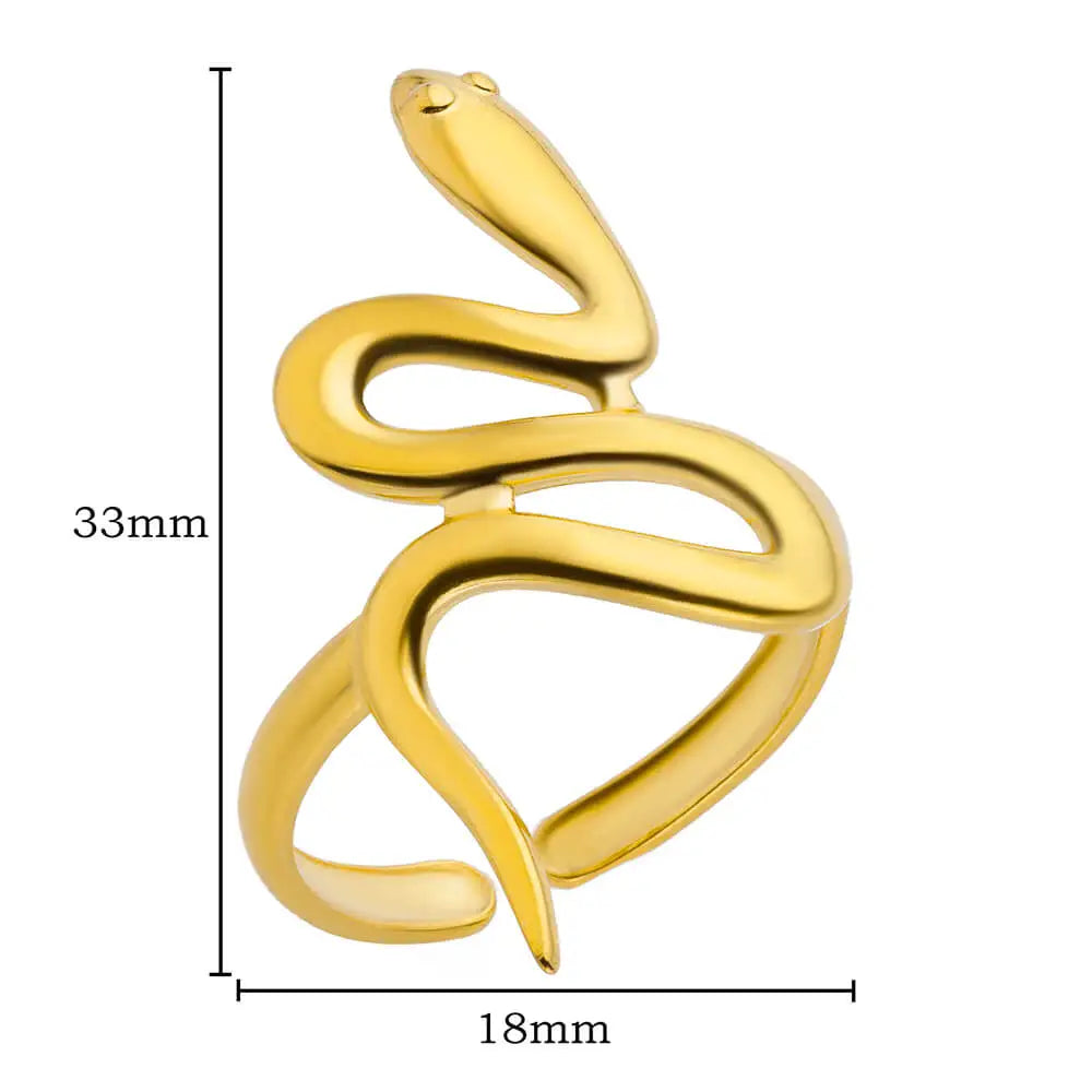 Gold Snake Ring – Adjustable 18K Plated Stainless Steel Jewelry for Women