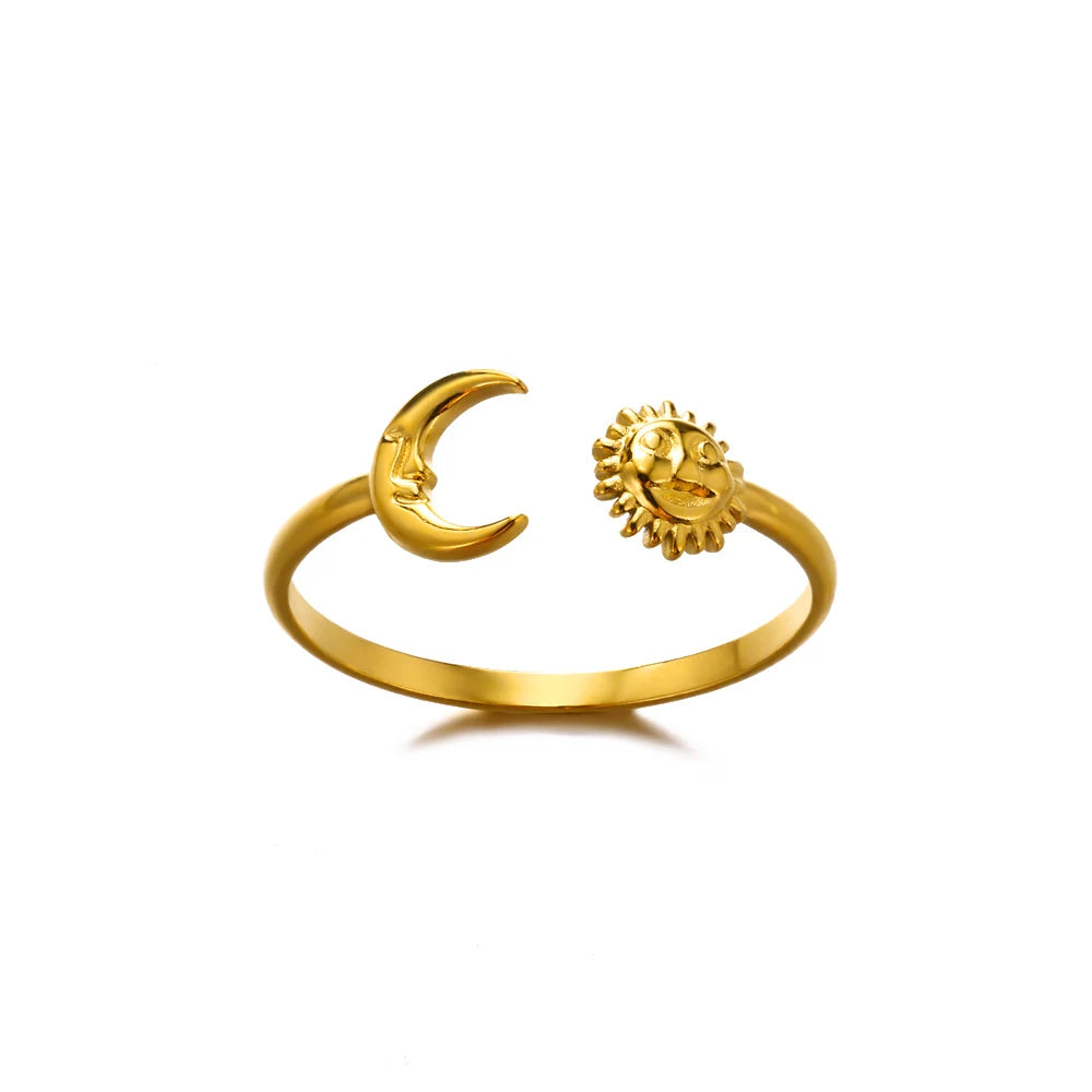 Palm Leaf Zircon Adjustable Ring for Women – Elegant Stainless Steel Party Jewelry