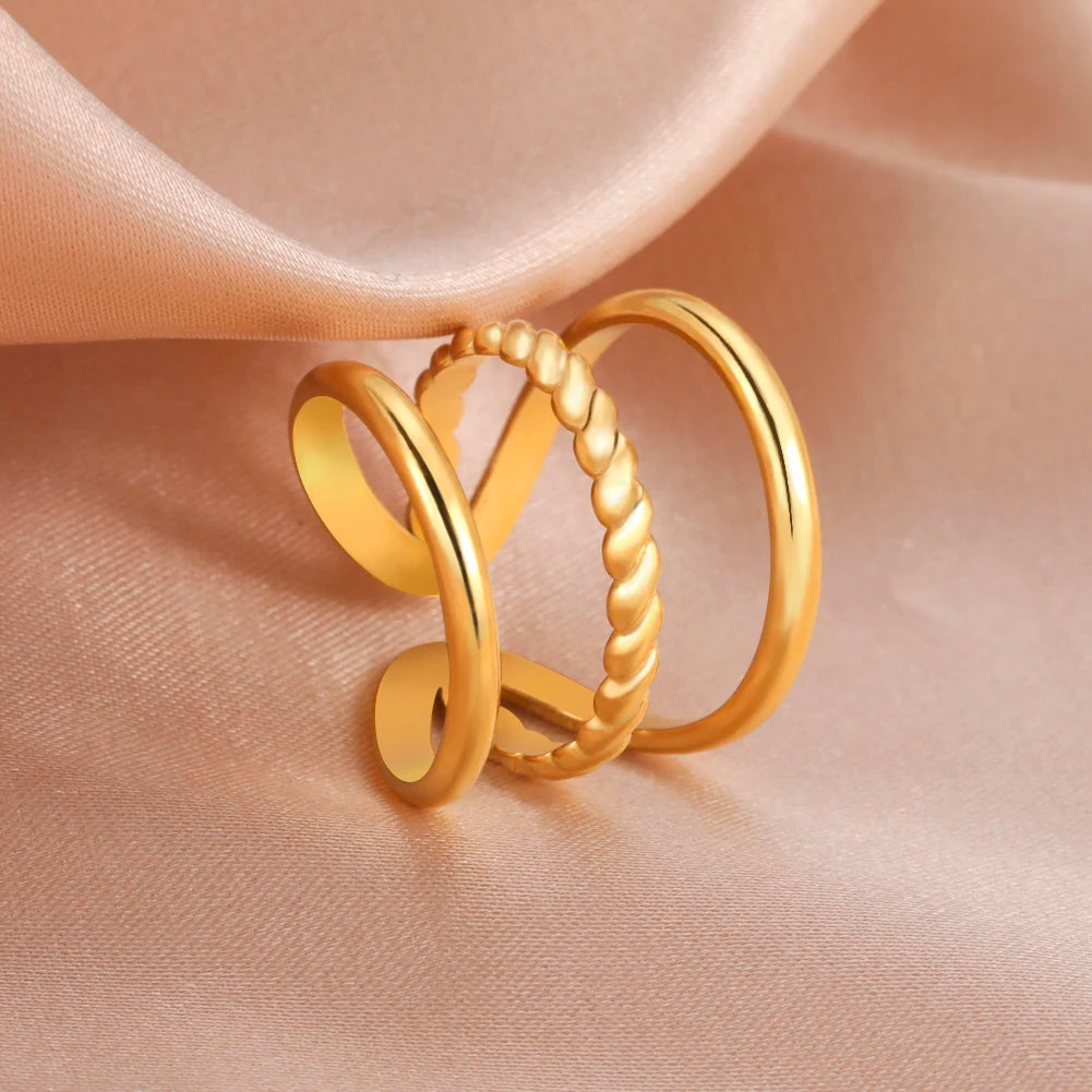 Adjustable Stainless Steel Heart Ring for Women | Geometric Open Finger Ring | Minimalist Aesthetic Fashion Jewelry Gift