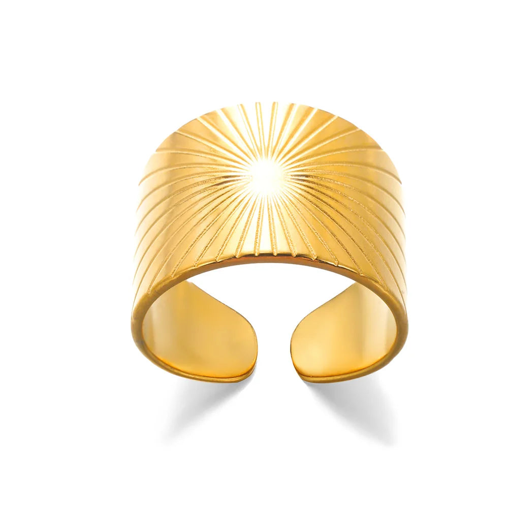 White Zircon Flower Leaf Adjustable Stainless Steel Ring for Women – Elegant Aesthetic Wedding & BFF Jewelry
