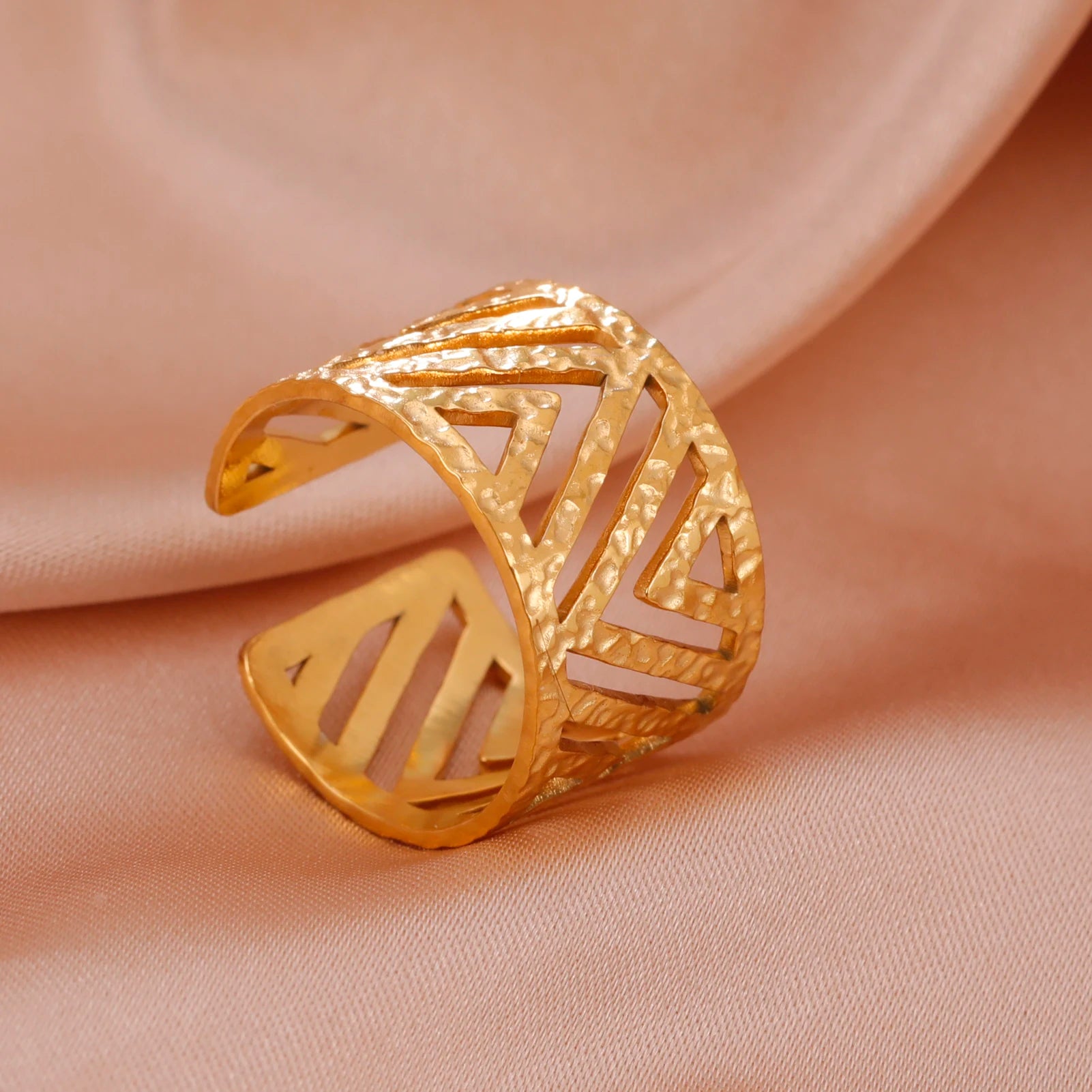 Adjustable Stainless Steel Heart Ring for Women | Geometric Open Finger Ring | Minimalist Aesthetic Fashion Jewelry Gift