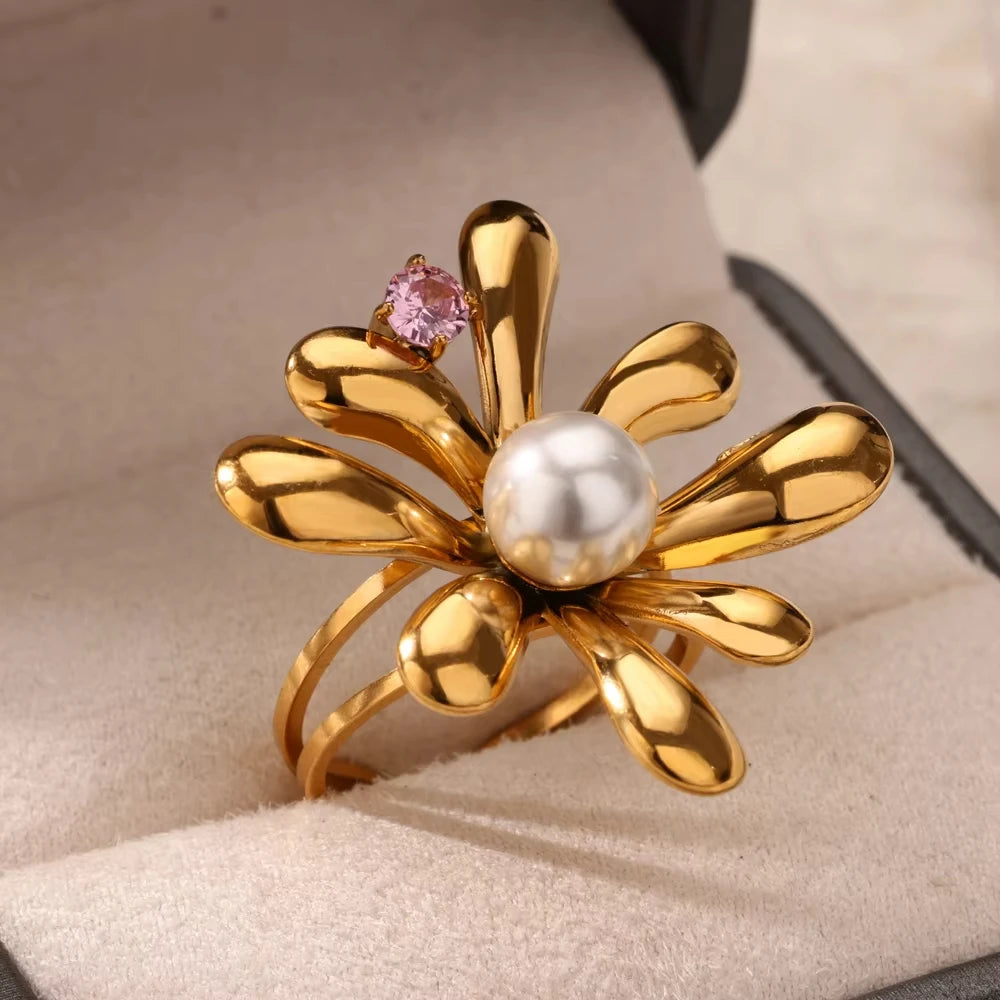 Minimalist Evil Eye Gold Ring – Adjustable Stainless Steel Zircon Geometric Design, Trendy Luxury Jewelry for Women
