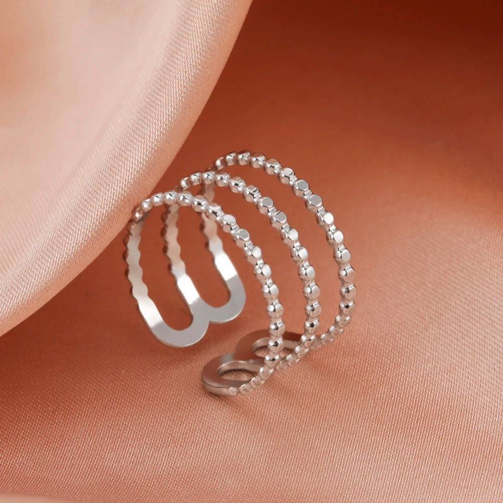 Adjustable Stainless Steel Heart Ring for Women | Geometric Open Finger Ring | Minimalist Aesthetic Fashion Jewelry Gift