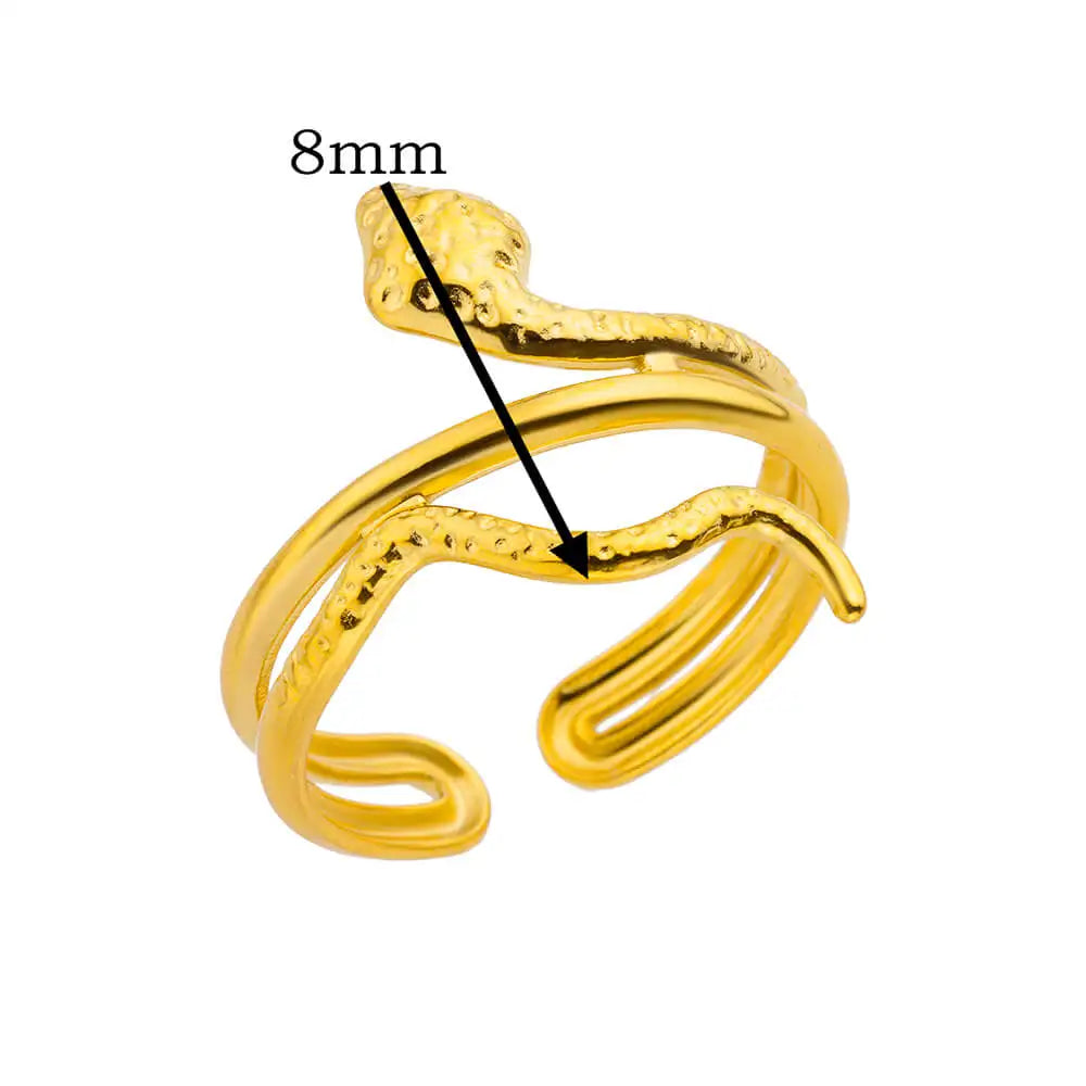Gold Snake Ring – Adjustable 18K Plated Stainless Steel Jewelry for Women