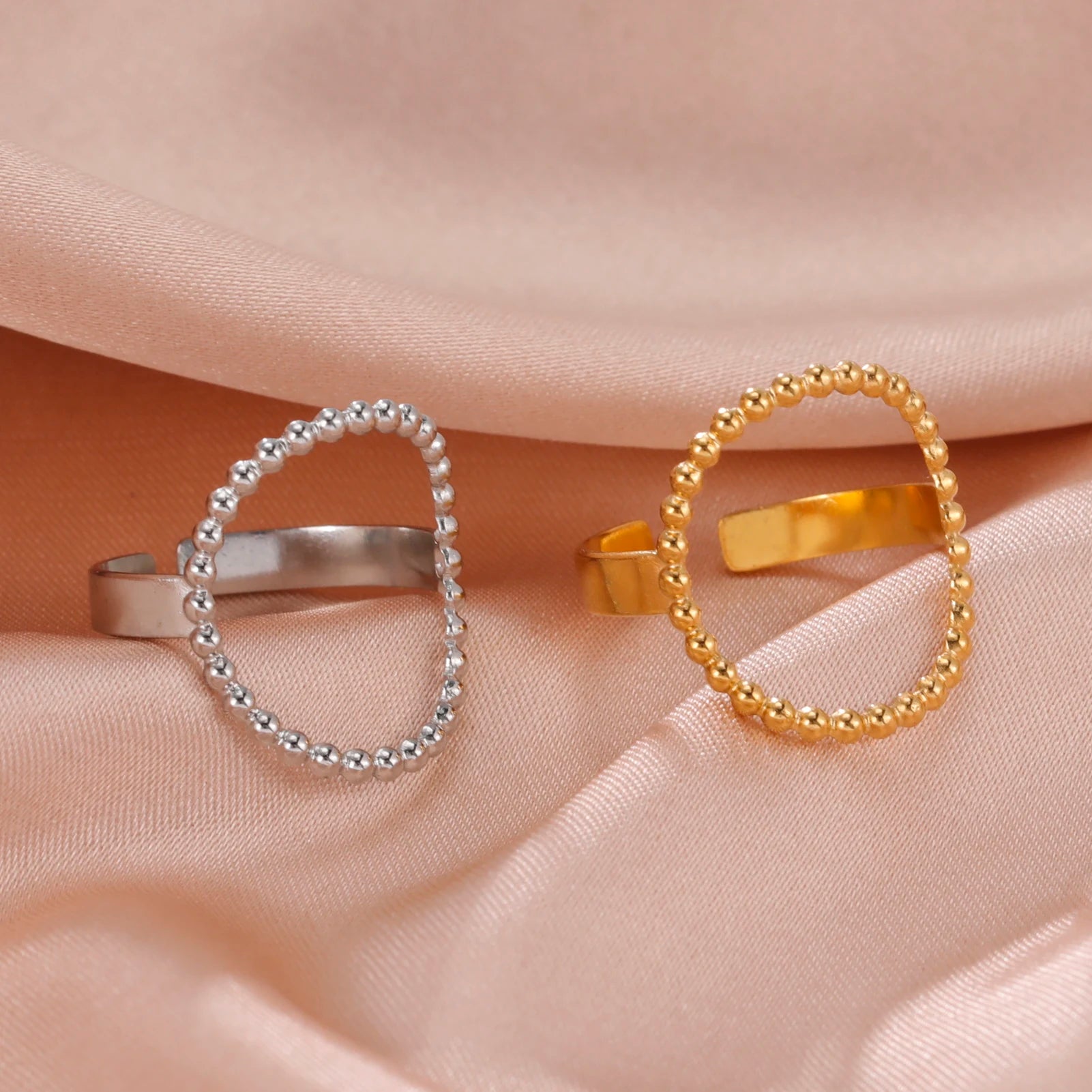 Adjustable Stainless Steel Heart Ring for Women | Geometric Open Finger Ring | Minimalist Aesthetic Fashion Jewelry Gift