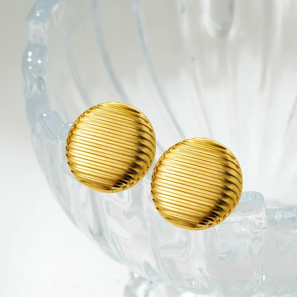 Vintage Gold Stainless Steel Earrings – Retro Chunky Statement Jewelry for Women