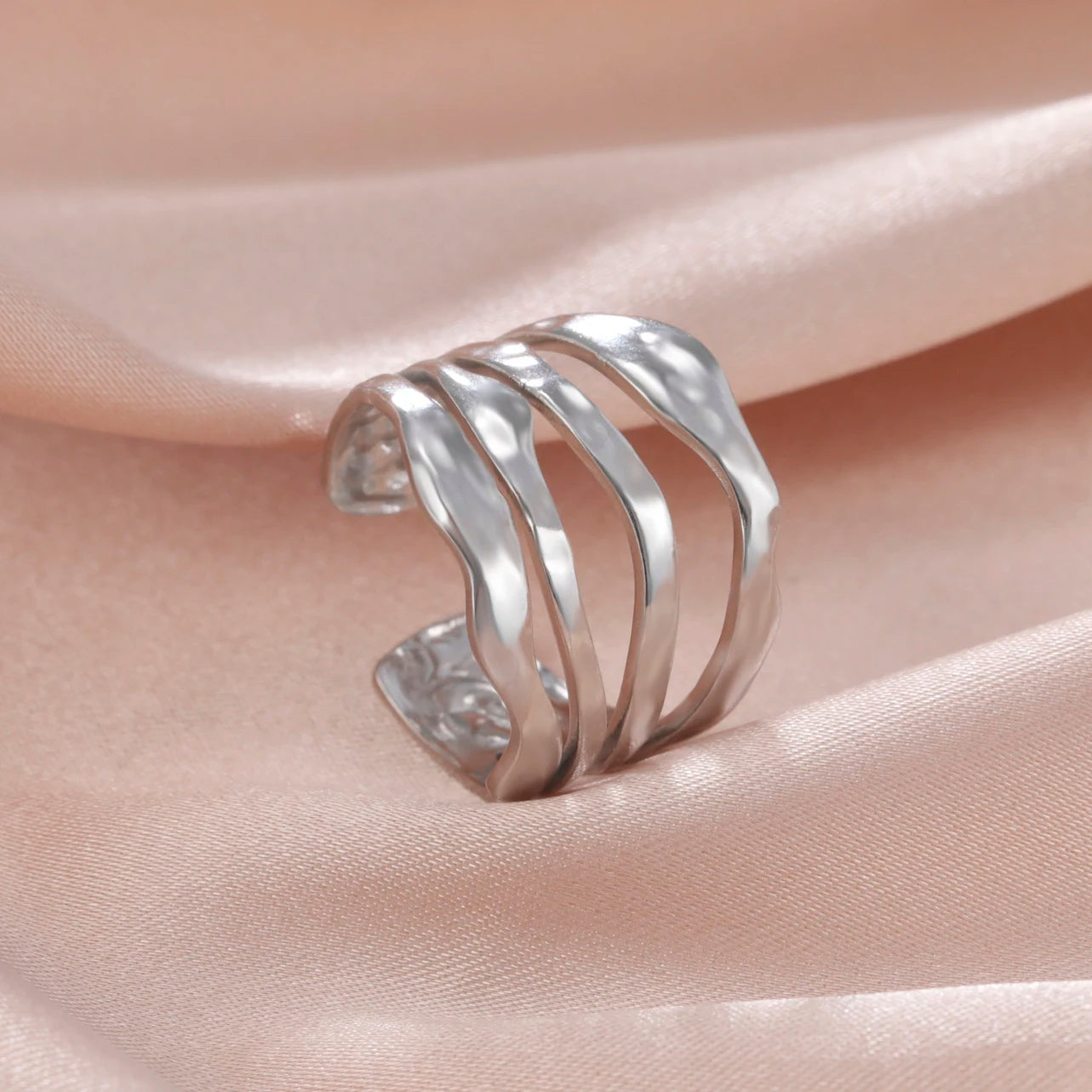 Adjustable Stainless Steel Heart Ring for Women | Geometric Open Finger Ring | Minimalist Aesthetic Fashion Jewelry Gift