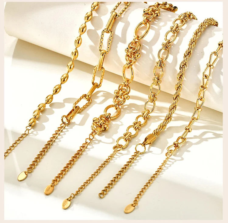 Elegant Chunky Gold Link Bracelet – Waterproof Stainless Steel Layering Jewelry for Women