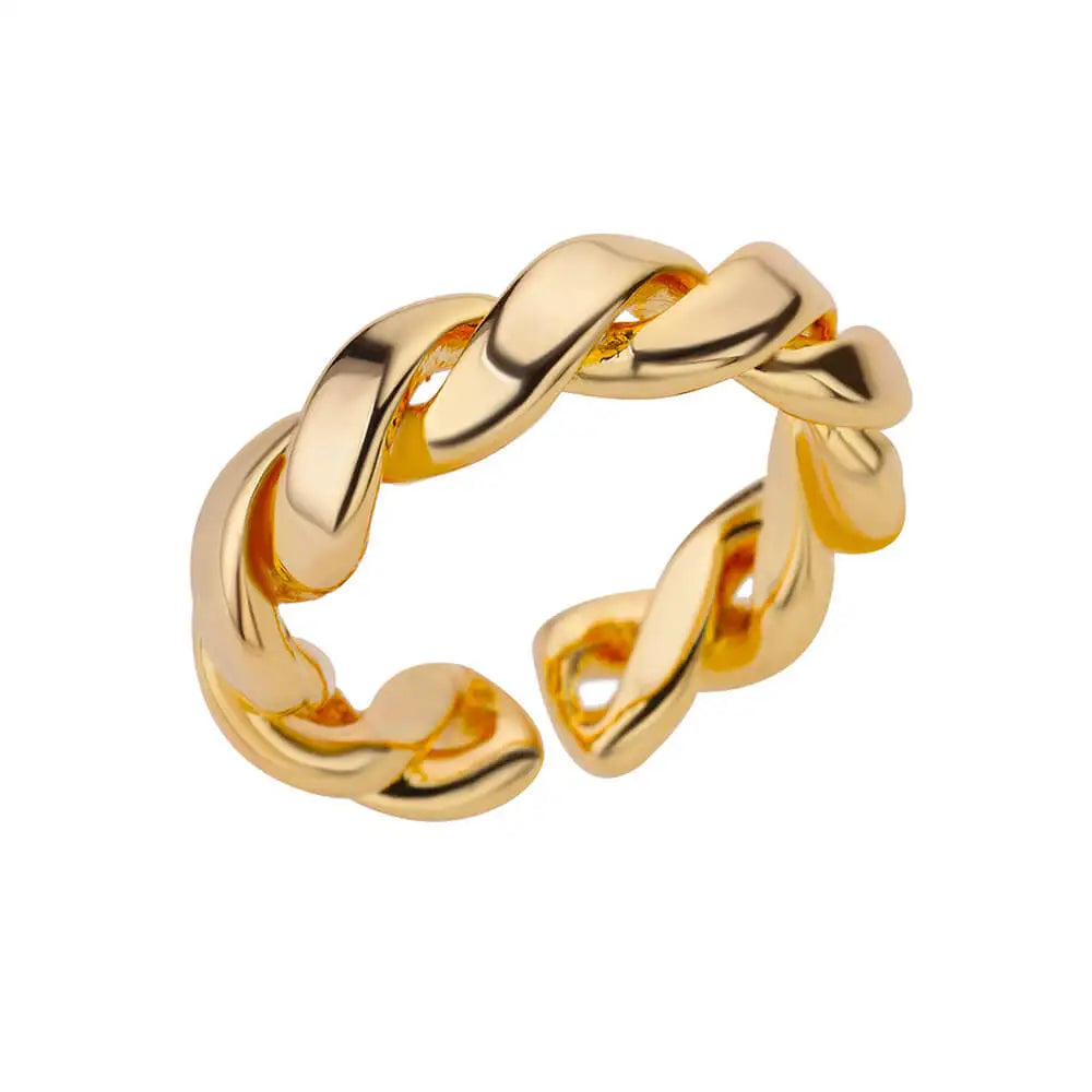 White Zircon Flower Leaf Adjustable Stainless Steel Ring for Women – Elegant Aesthetic Wedding & BFF Jewelry