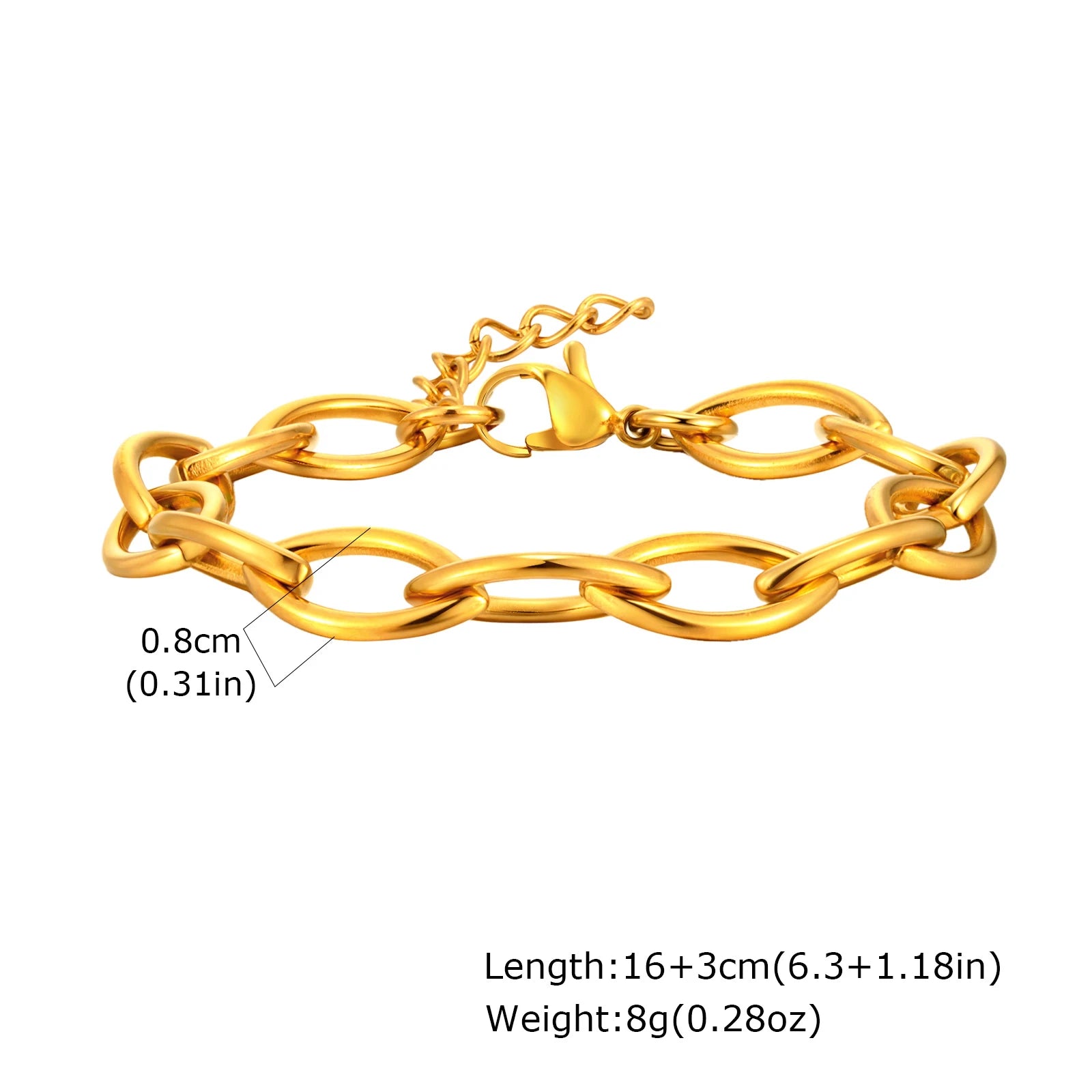 Elegant Chunky Gold Link Bracelet – Waterproof Stainless Steel Layering Jewelry for Women