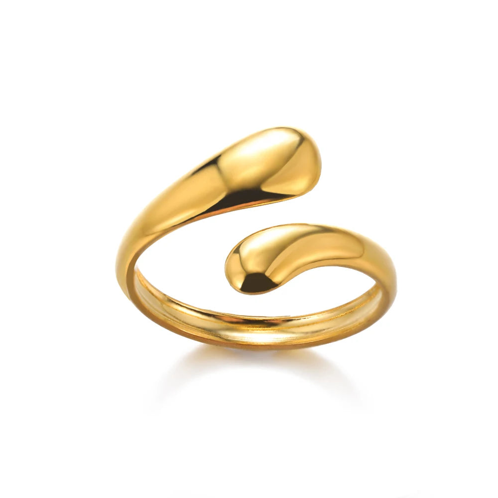Palm Leaf Zircon Adjustable Ring for Women – Elegant Stainless Steel Party Jewelry