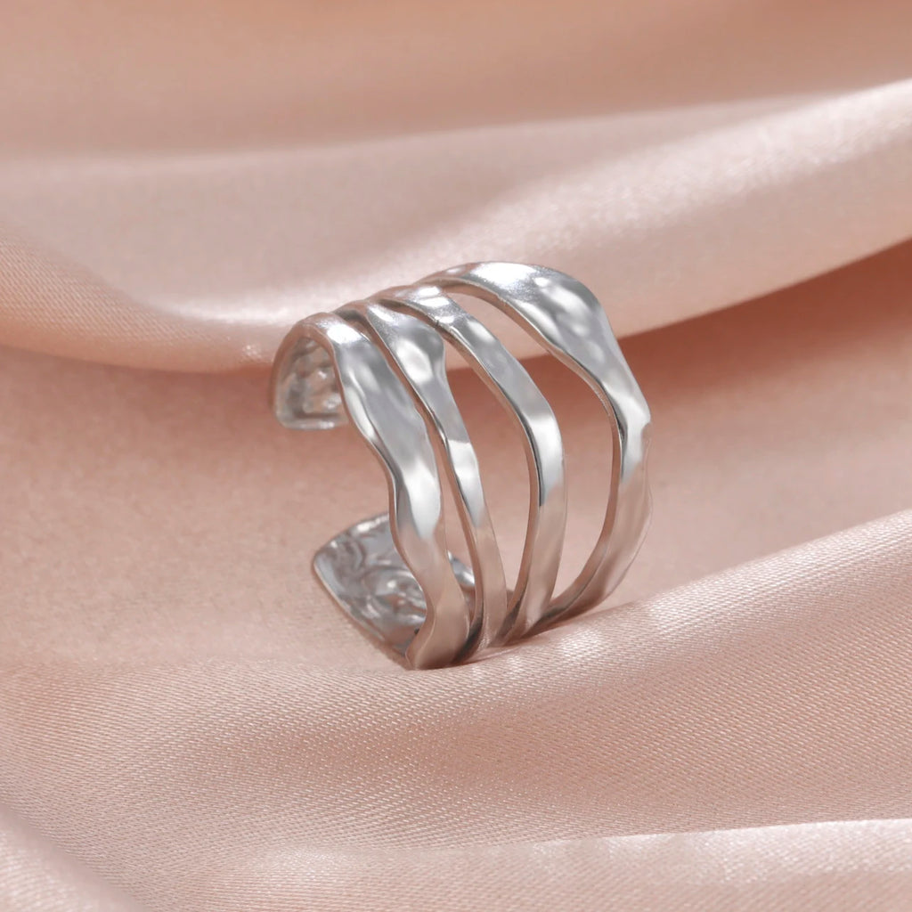 Adjustable Stainless Steel Heart Ring for Women | Geometric Open Finger Ring | Minimalist Aesthetic Fashion Jewelry Gift