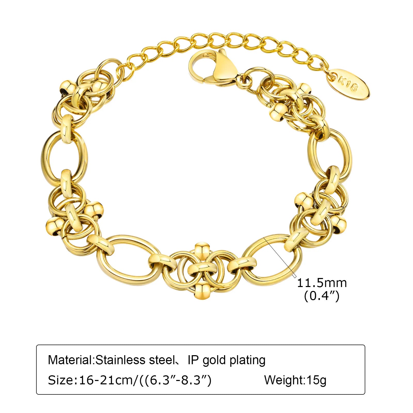 Elegant Chunky Gold Link Bracelet – Waterproof Stainless Steel Layering Jewelry for Women
