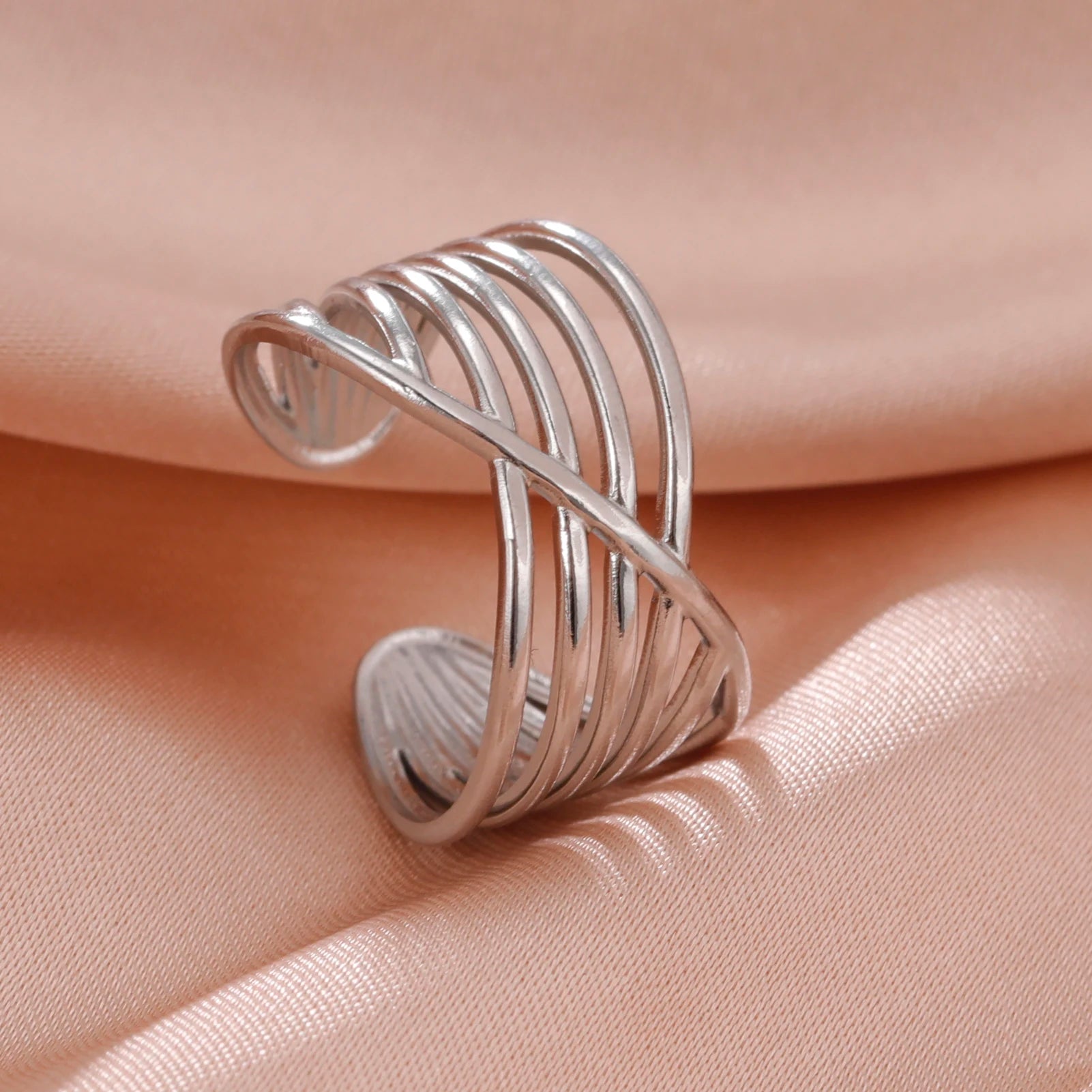 Adjustable Stainless Steel Heart Ring for Women | Geometric Open Finger Ring | Minimalist Aesthetic Fashion Jewelry Gift