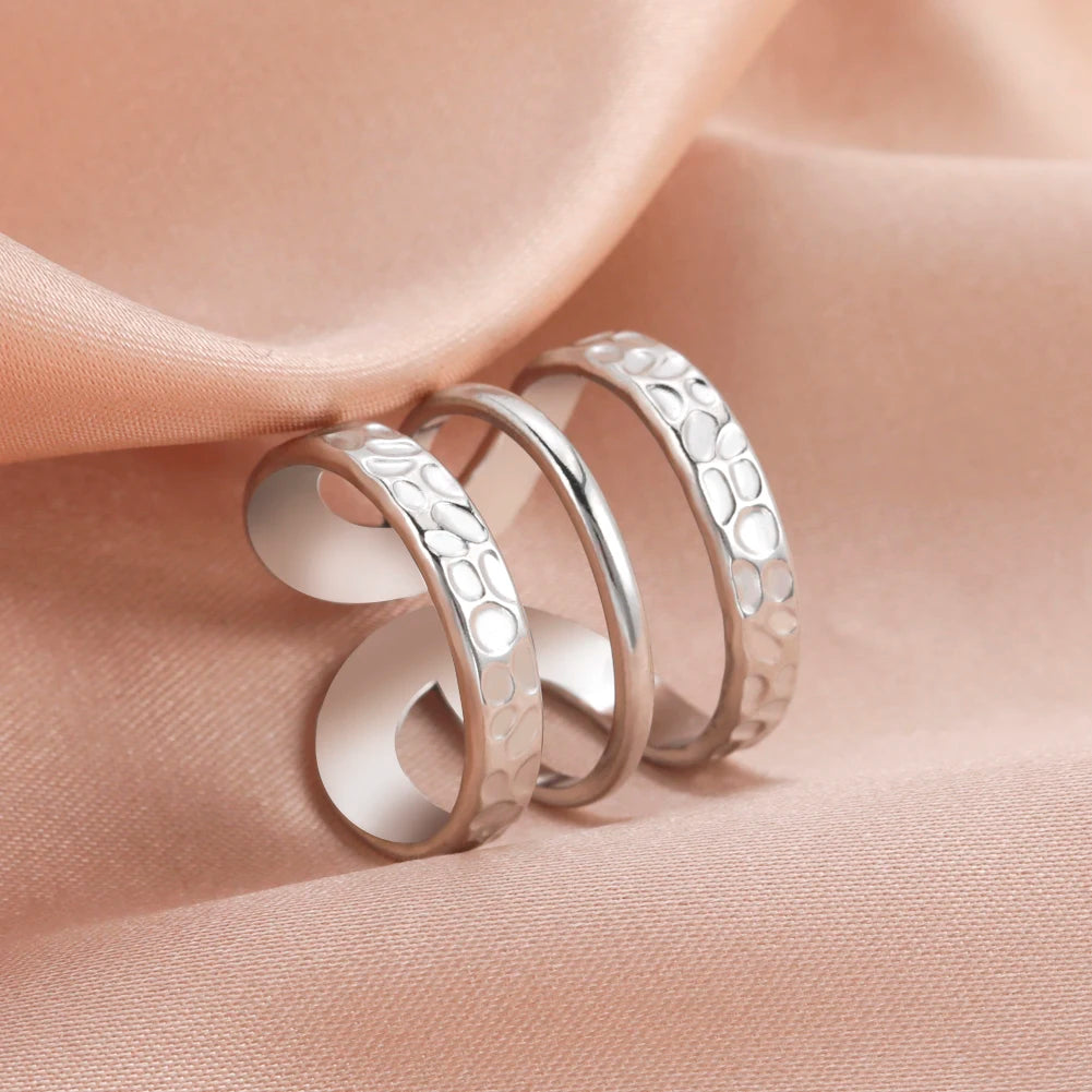 Adjustable Stainless Steel Heart Ring for Women | Geometric Open Finger Ring | Minimalist Aesthetic Fashion Jewelry Gift