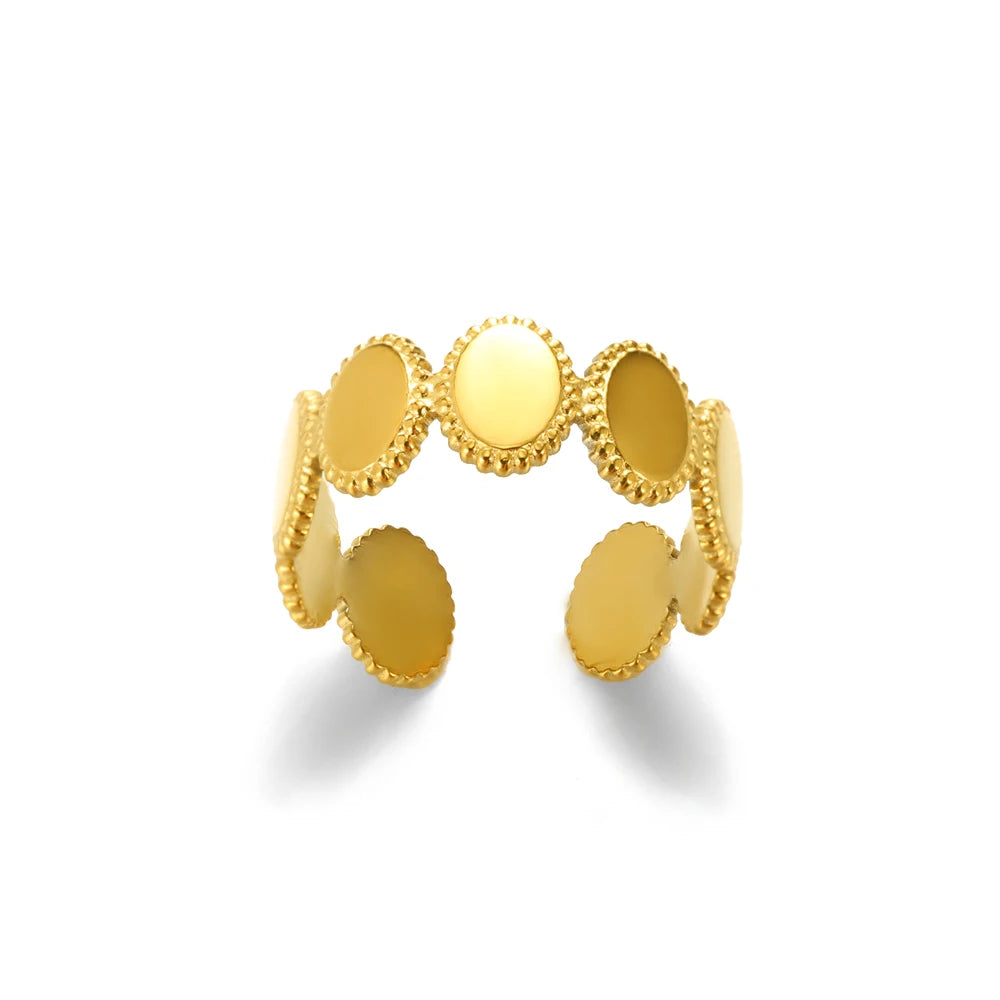 Palm Leaf Zircon Adjustable Ring for Women – Elegant Stainless Steel Party Jewelry