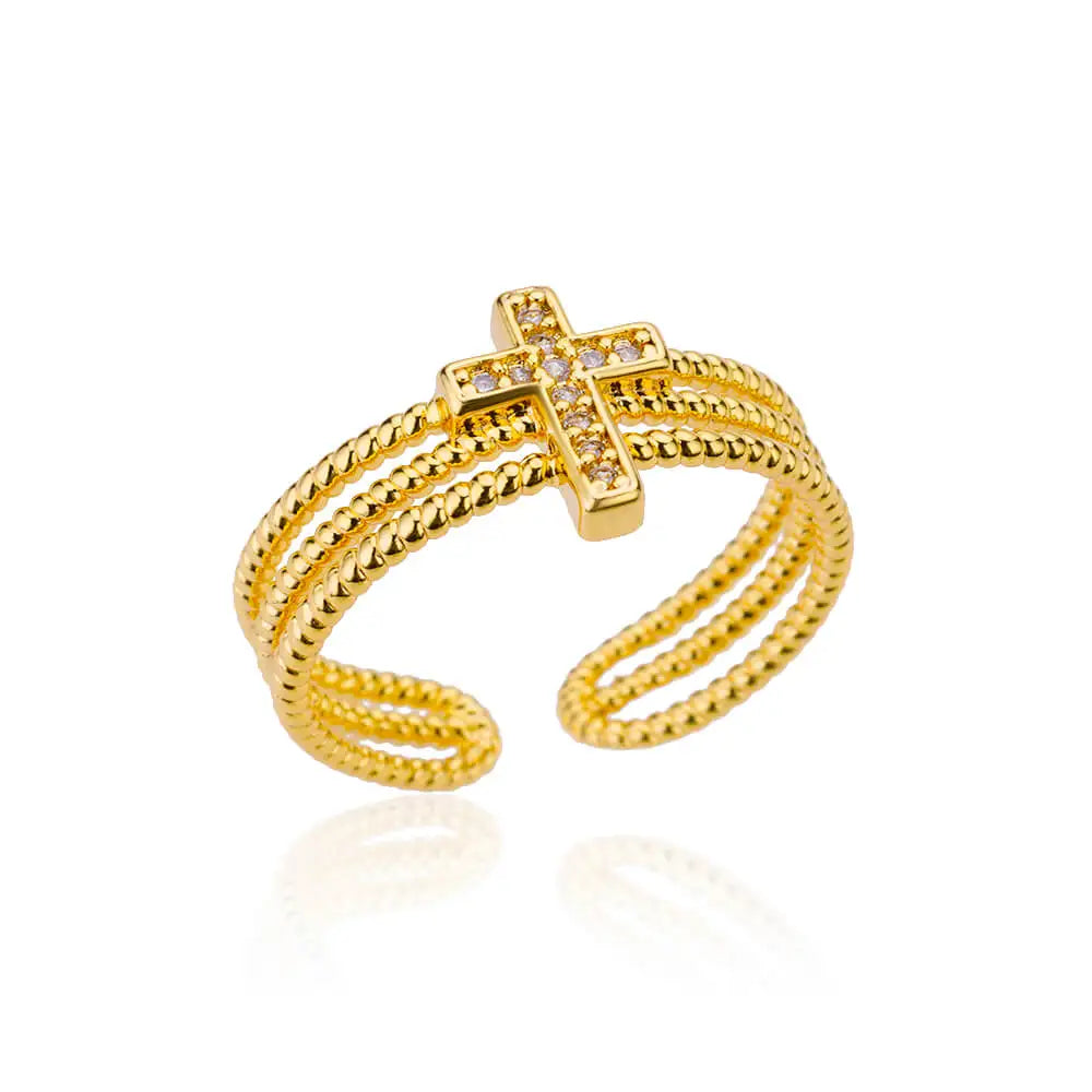 Palm Leaf Zircon Adjustable Ring for Women – Elegant Stainless Steel Party Jewelry