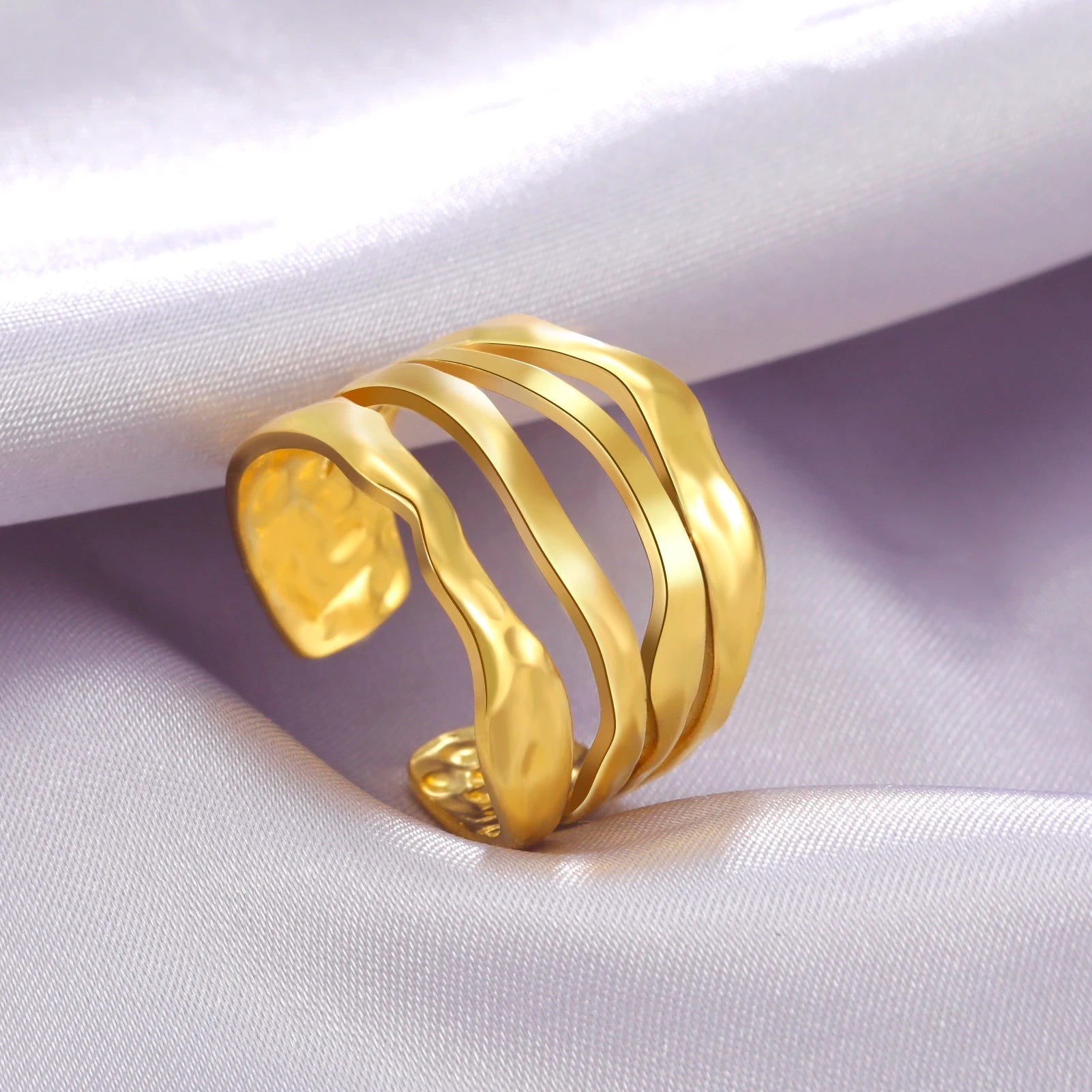 Adjustable Stainless Steel Heart Ring for Women | Geometric Open Finger Ring | Minimalist Aesthetic Fashion Jewelry Gift