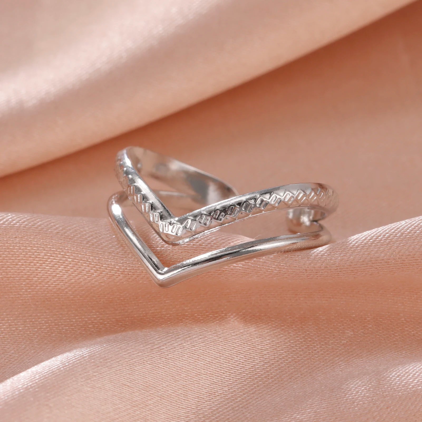 Adjustable Stainless Steel Heart Ring for Women | Geometric Open Finger Ring | Minimalist Aesthetic Fashion Jewelry Gift