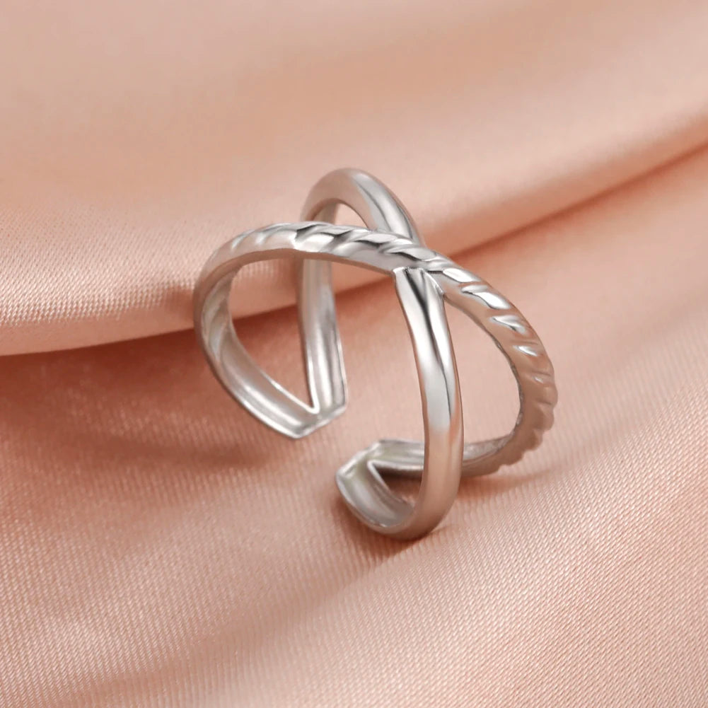 Adjustable Stainless Steel Heart Ring for Women | Geometric Open Finger Ring | Minimalist Aesthetic Fashion Jewelry Gift