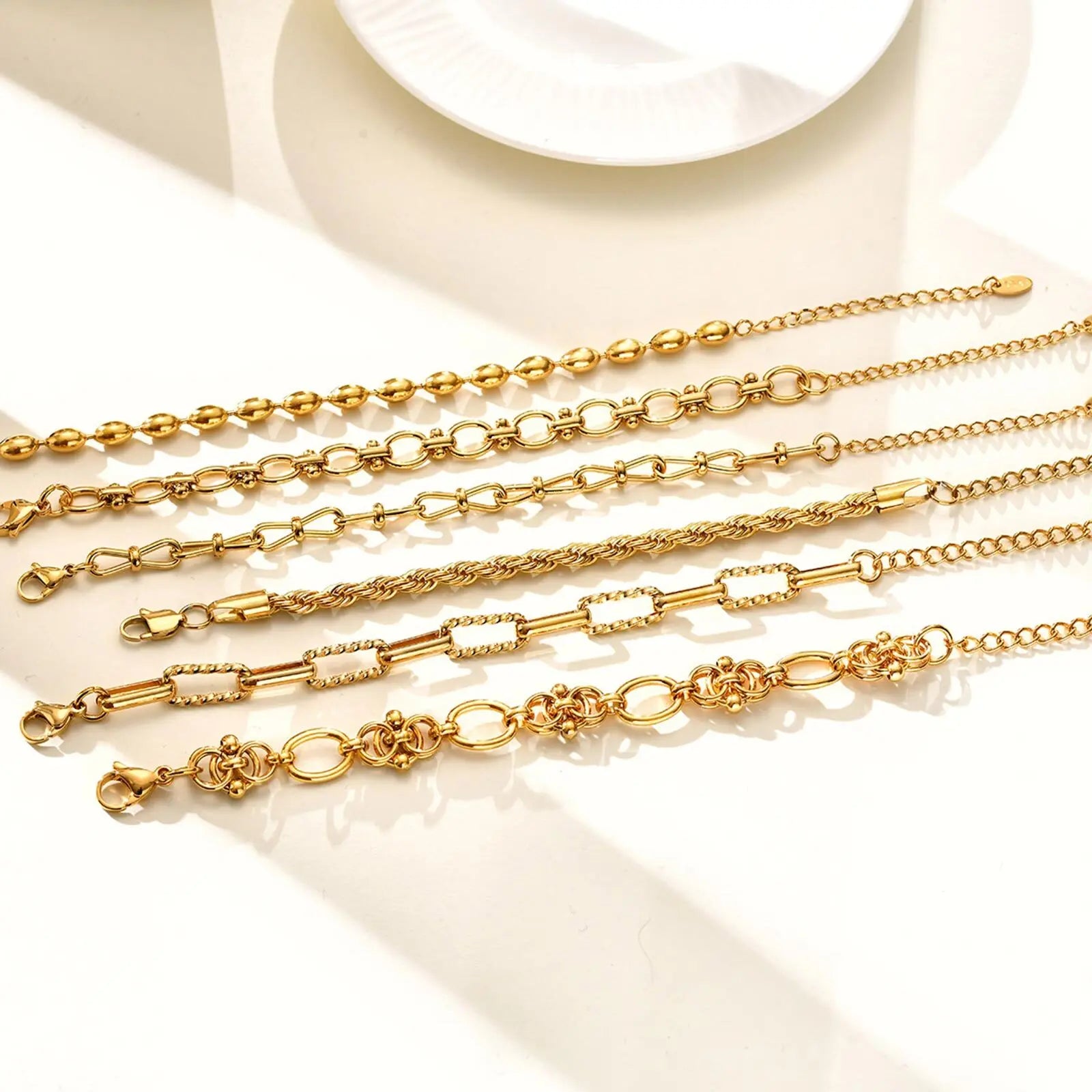 Elegant Chunky Gold Link Bracelet – Waterproof Stainless Steel Layering Jewelry for Women