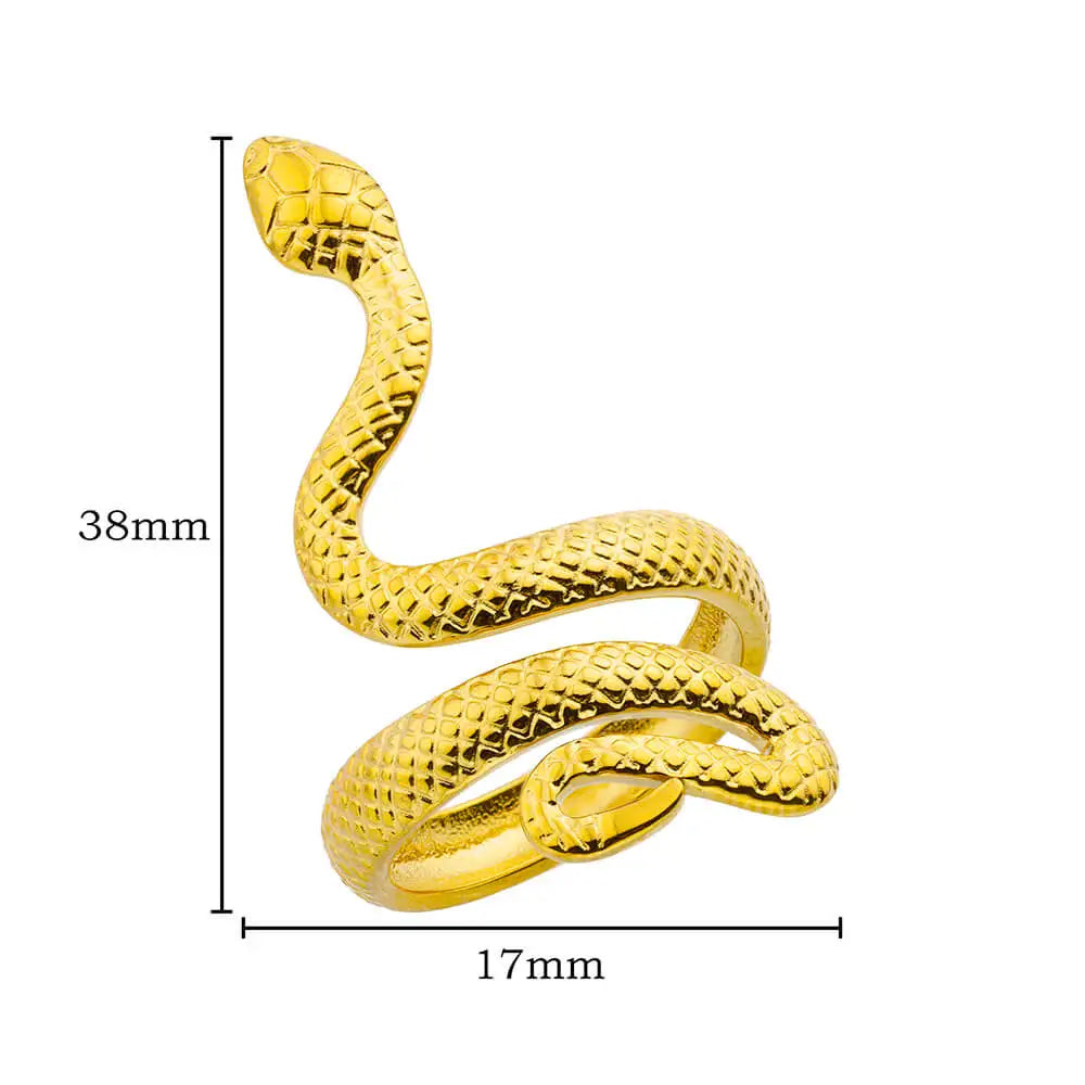 Gold Snake Ring – Adjustable 18K Plated Stainless Steel Jewelry for Women