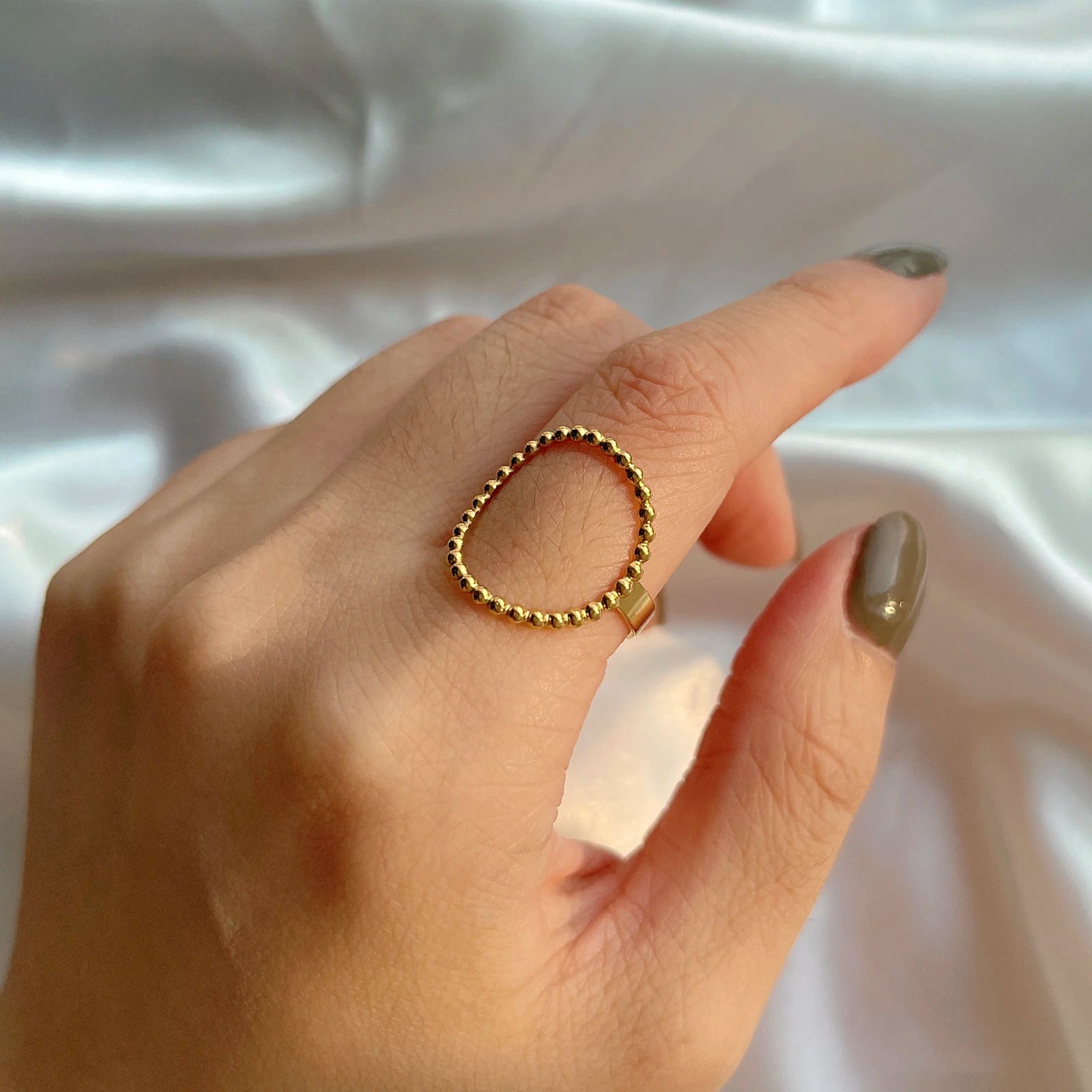 Adjustable Stainless Steel Heart Ring for Women | Geometric Open Finger Ring | Minimalist Aesthetic Fashion Jewelry Gift