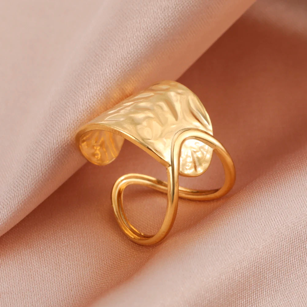 Adjustable Stainless Steel Heart Ring for Women | Geometric Open Finger Ring | Minimalist Aesthetic Fashion Jewelry Gift