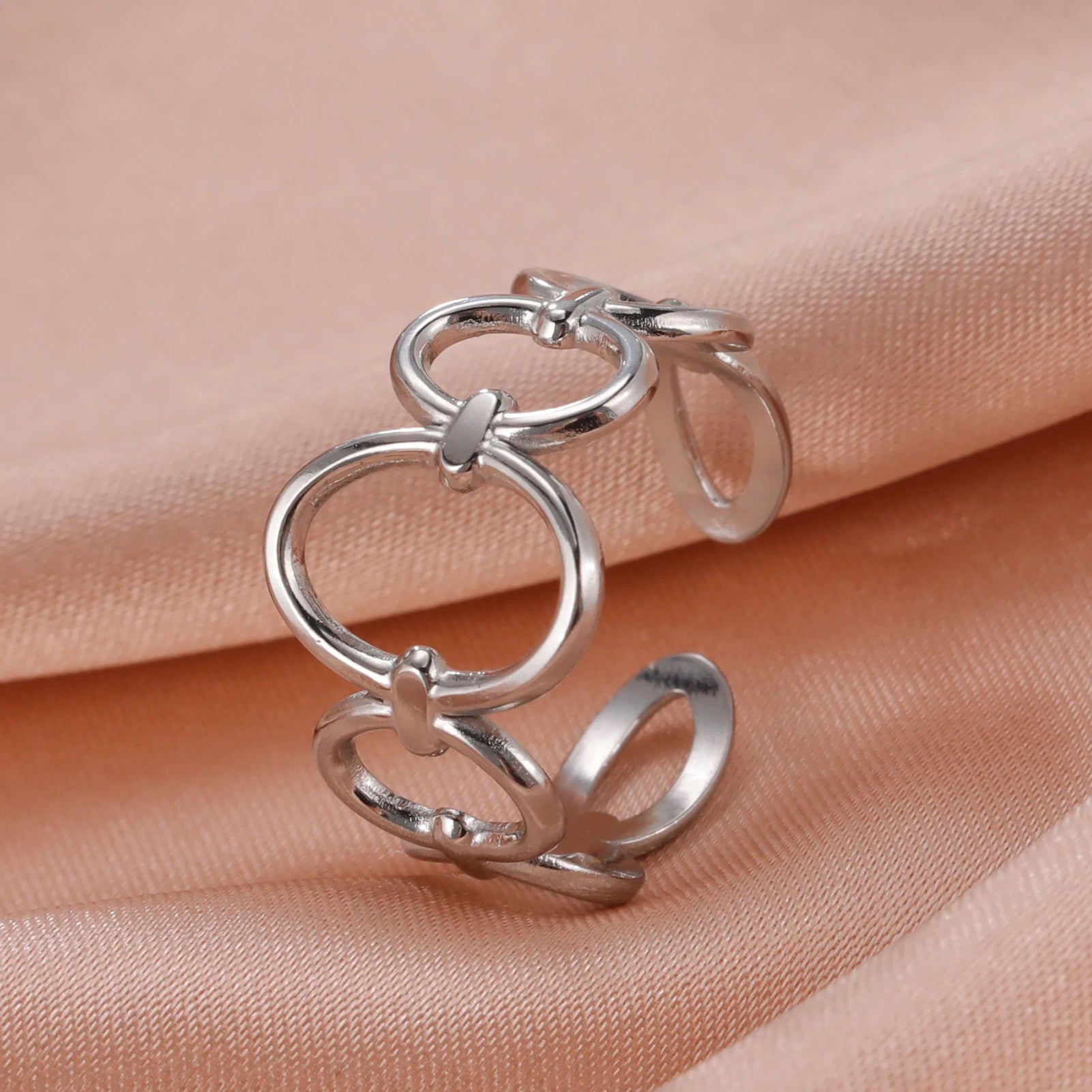 Adjustable Stainless Steel Heart Ring for Women | Geometric Open Finger Ring | Minimalist Aesthetic Fashion Jewelry Gift