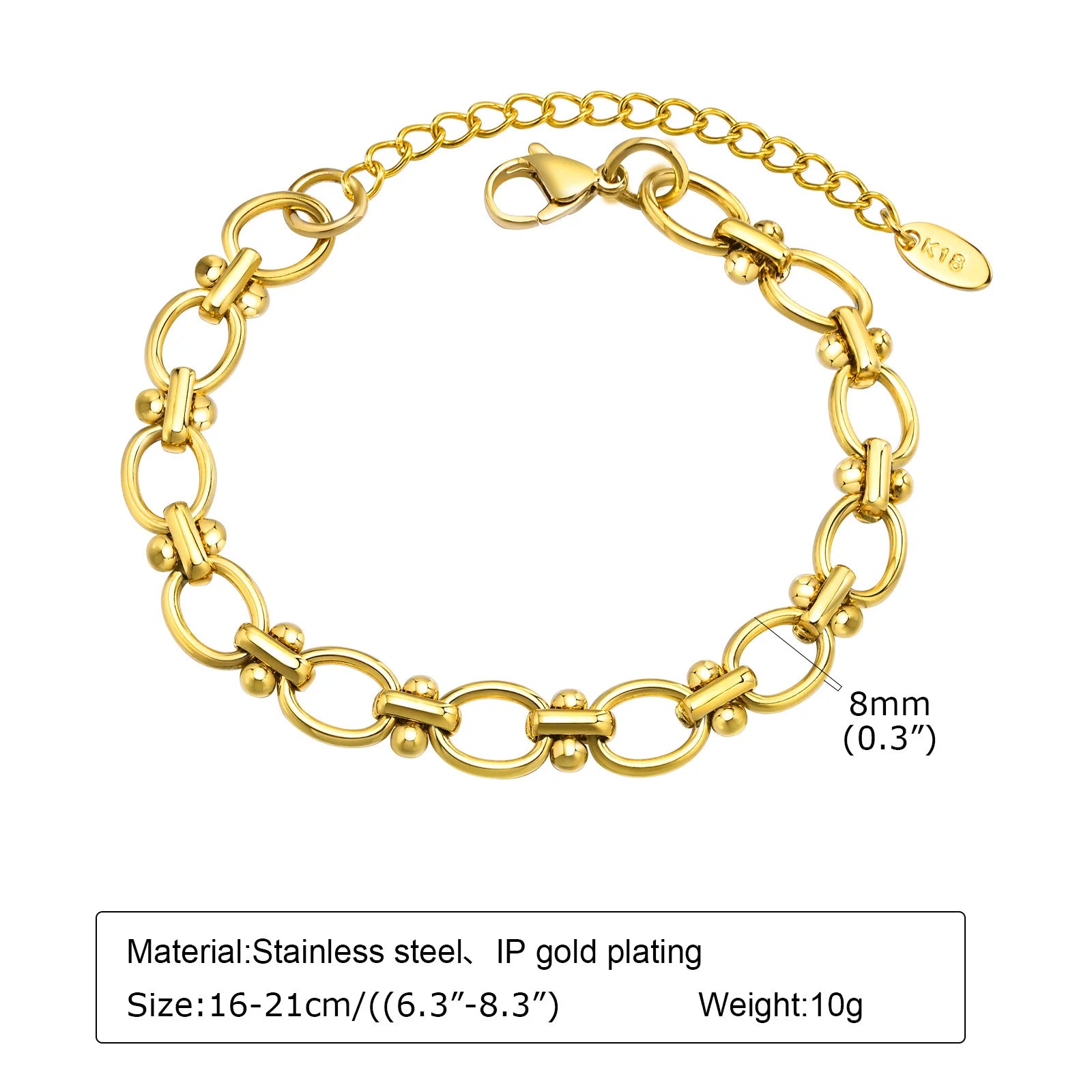 Elegant Chunky Gold Link Bracelet – Waterproof Stainless Steel Layering Jewelry for Women