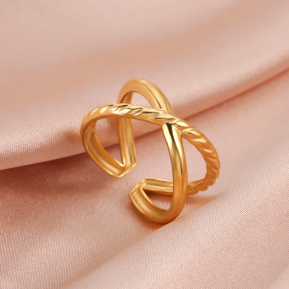Adjustable Stainless Steel Heart Ring for Women | Geometric Open Finger Ring | Minimalist Aesthetic Fashion Jewelry Gift