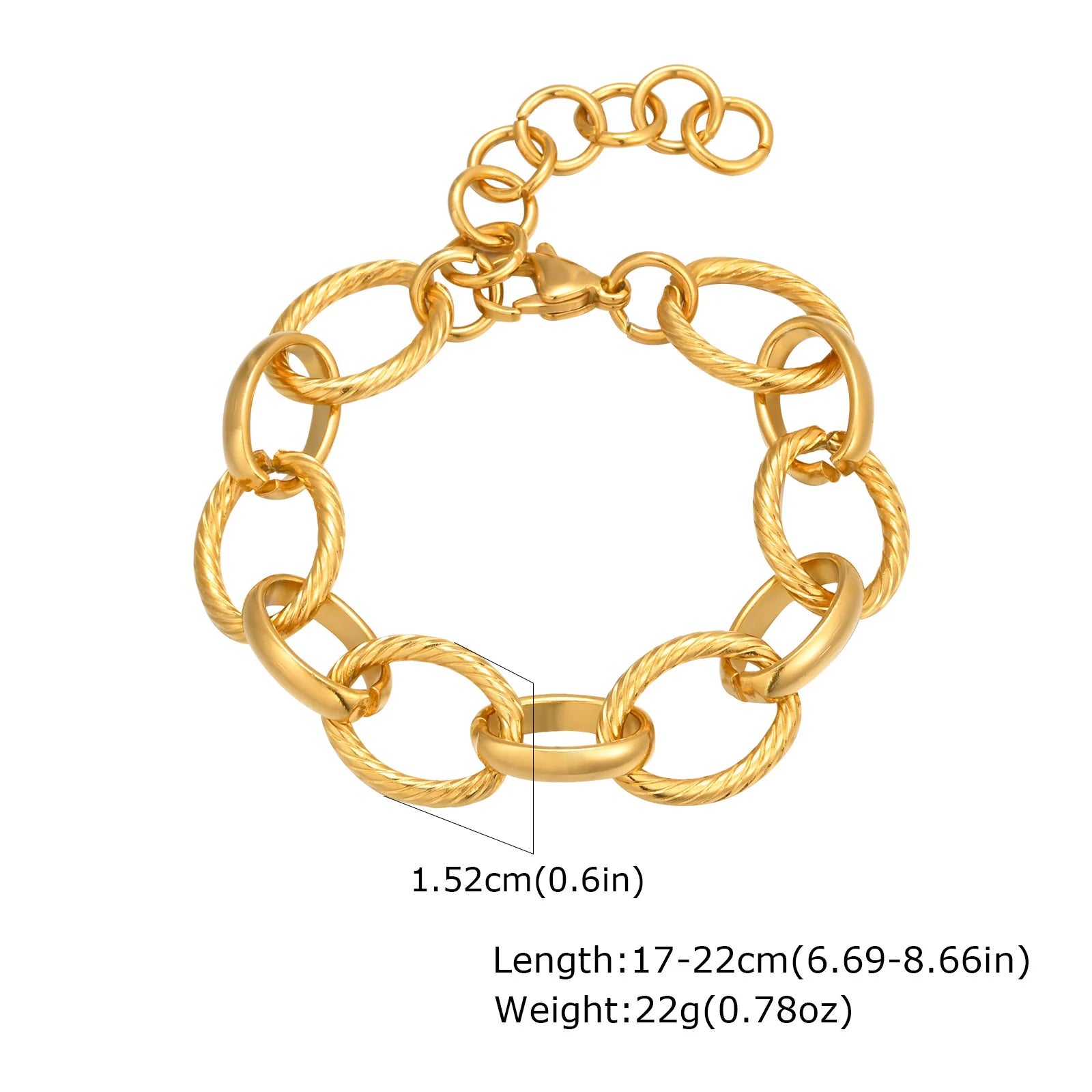 Elegant Chunky Gold Link Bracelet – Waterproof Stainless Steel Layering Jewelry for Women