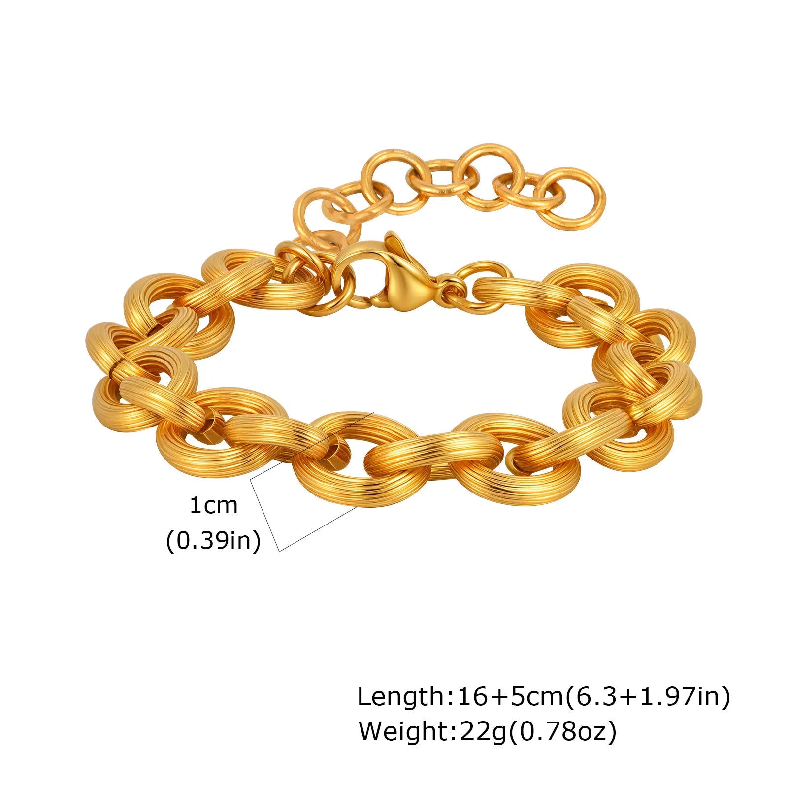 Elegant Chunky Gold Link Bracelet – Waterproof Stainless Steel Layering Jewelry for Women