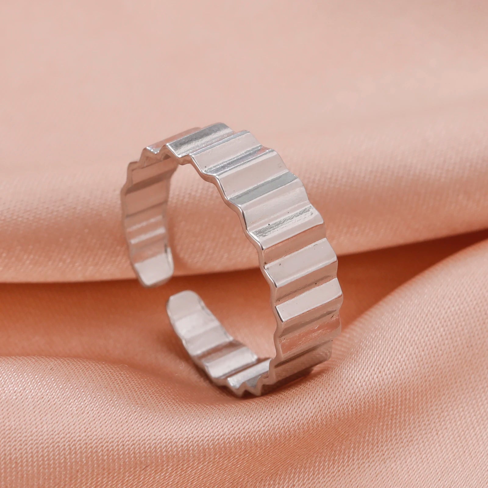 Adjustable Stainless Steel Heart Ring for Women | Geometric Open Finger Ring | Minimalist Aesthetic Fashion Jewelry Gift