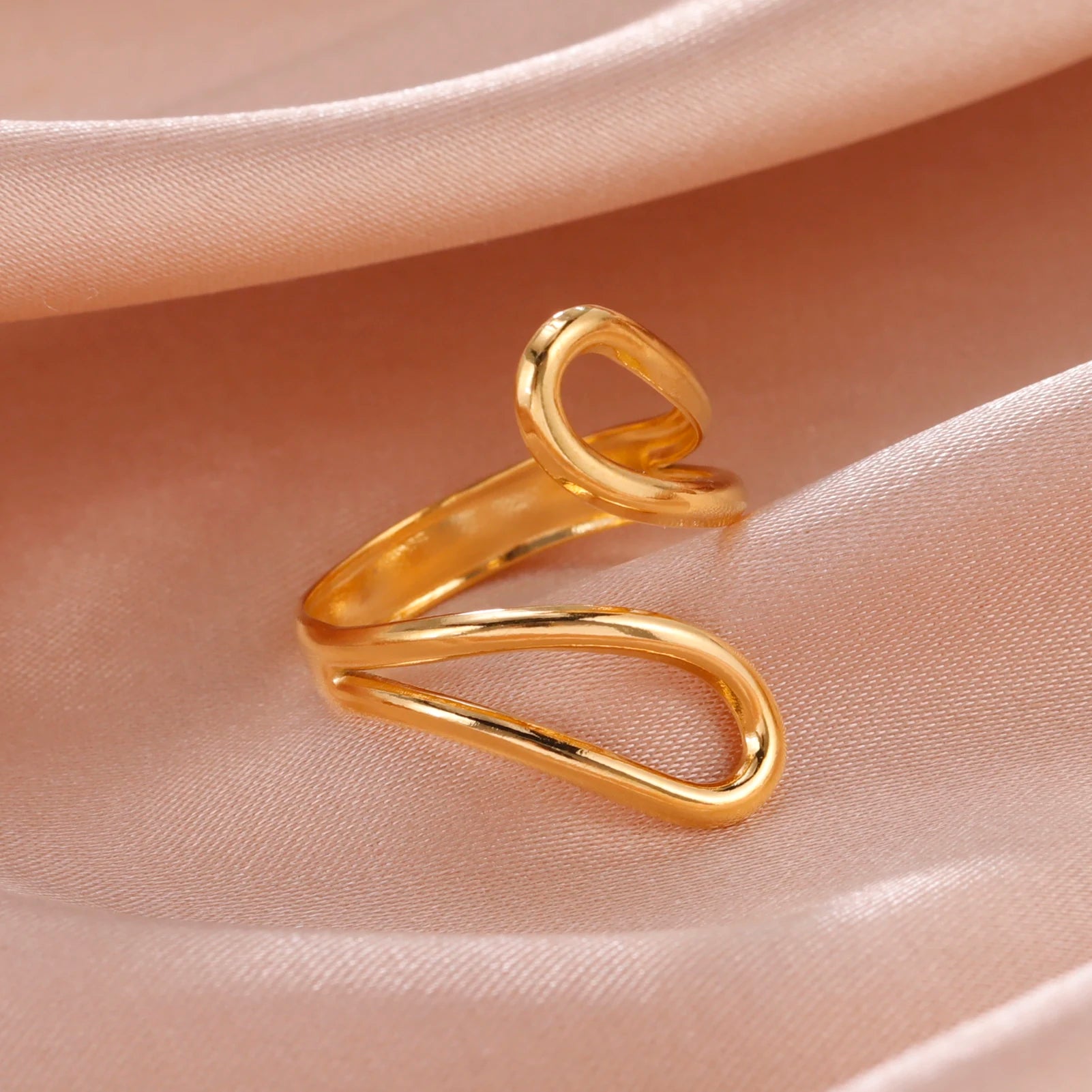 Adjustable Stainless Steel Heart Ring for Women | Geometric Open Finger Ring | Minimalist Aesthetic Fashion Jewelry Gift