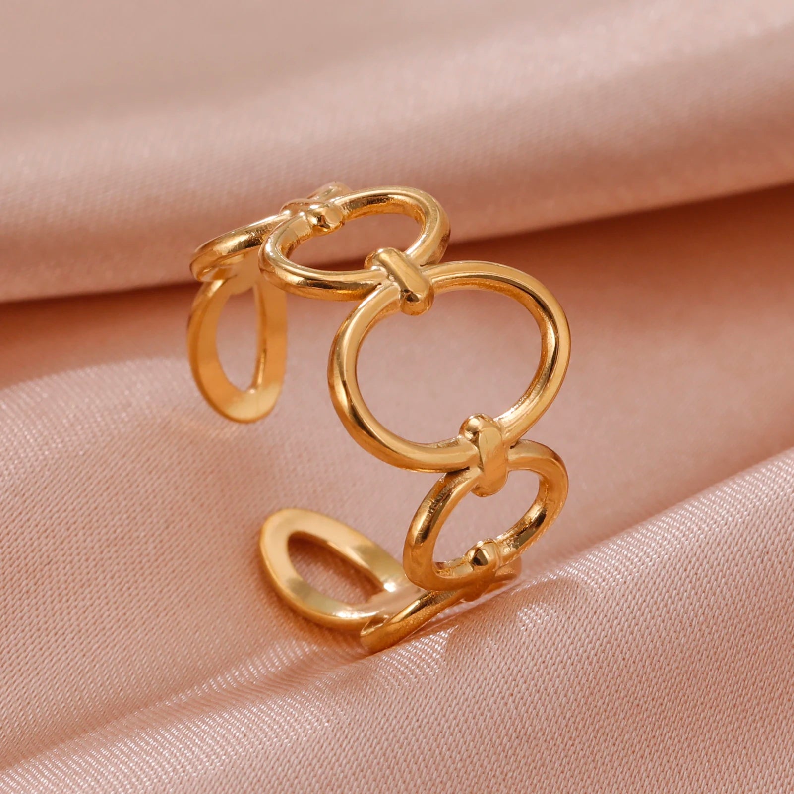 Adjustable Stainless Steel Heart Ring for Women | Geometric Open Finger Ring | Minimalist Aesthetic Fashion Jewelry Gift