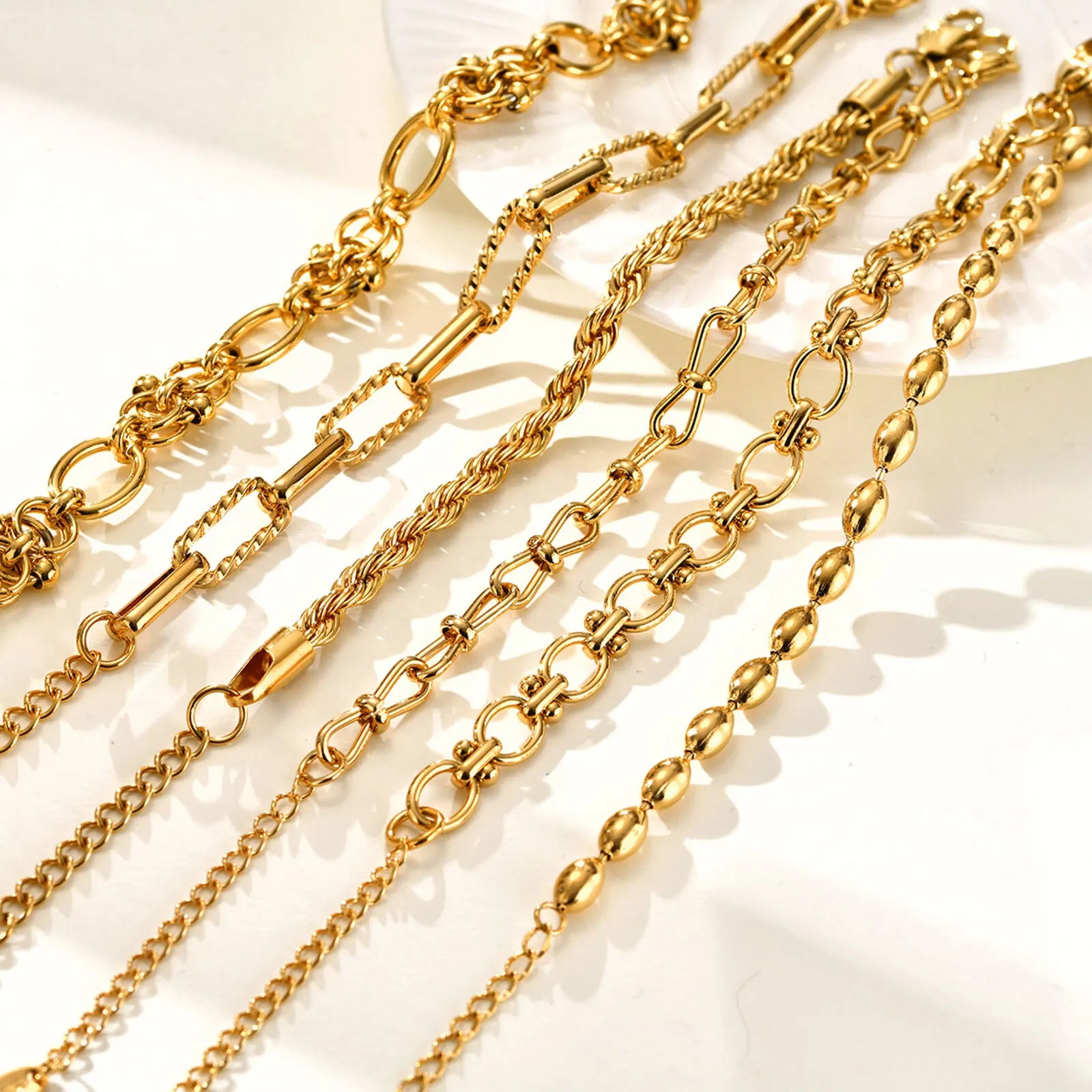 Elegant Chunky Gold Link Bracelet – Waterproof Stainless Steel Layering Jewelry for Women