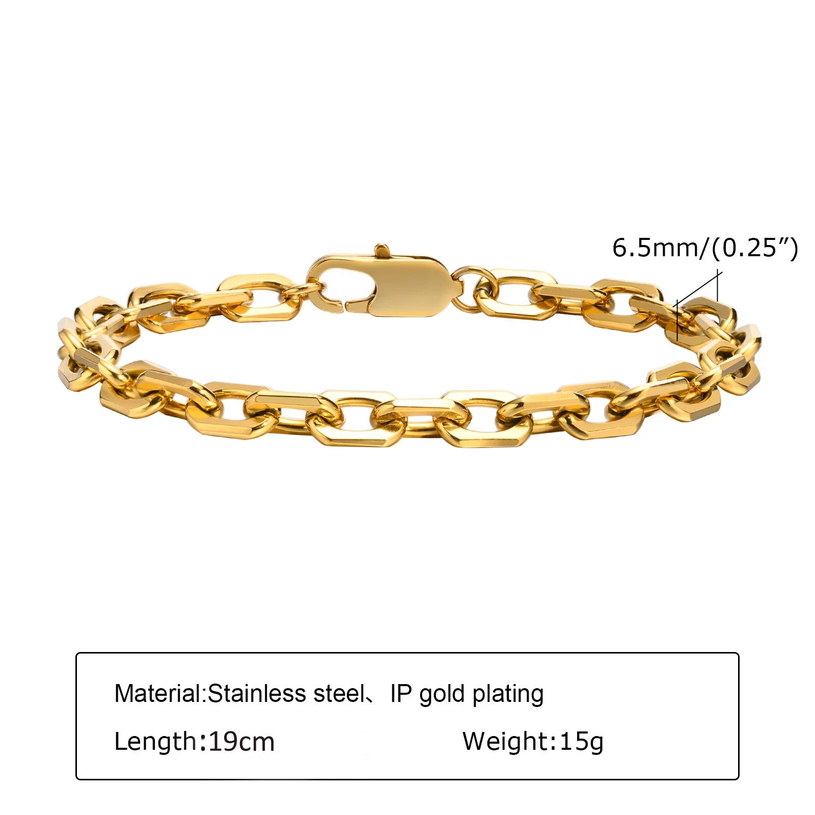Elegant Chunky Gold Link Bracelet – Waterproof Stainless Steel Layering Jewelry for Women