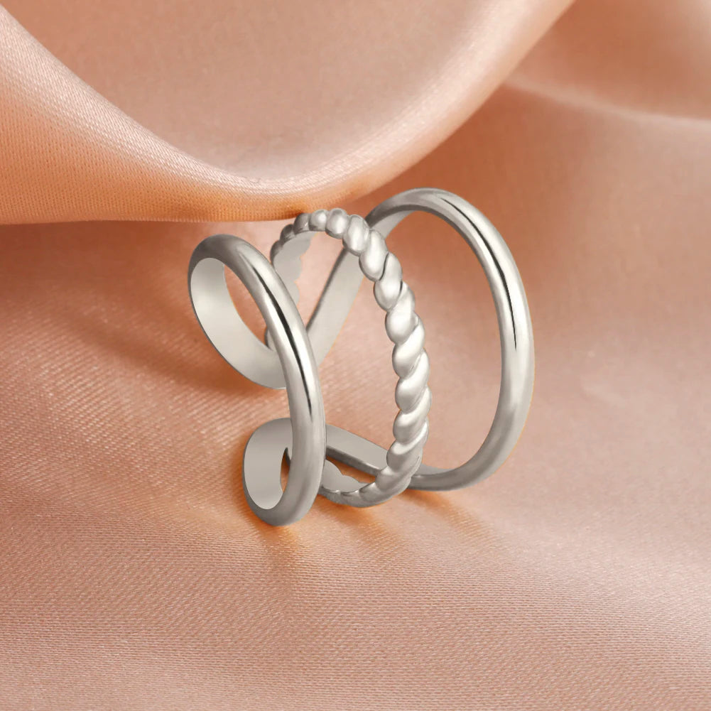 Adjustable Stainless Steel Heart Ring for Women | Geometric Open Finger Ring | Minimalist Aesthetic Fashion Jewelry Gift