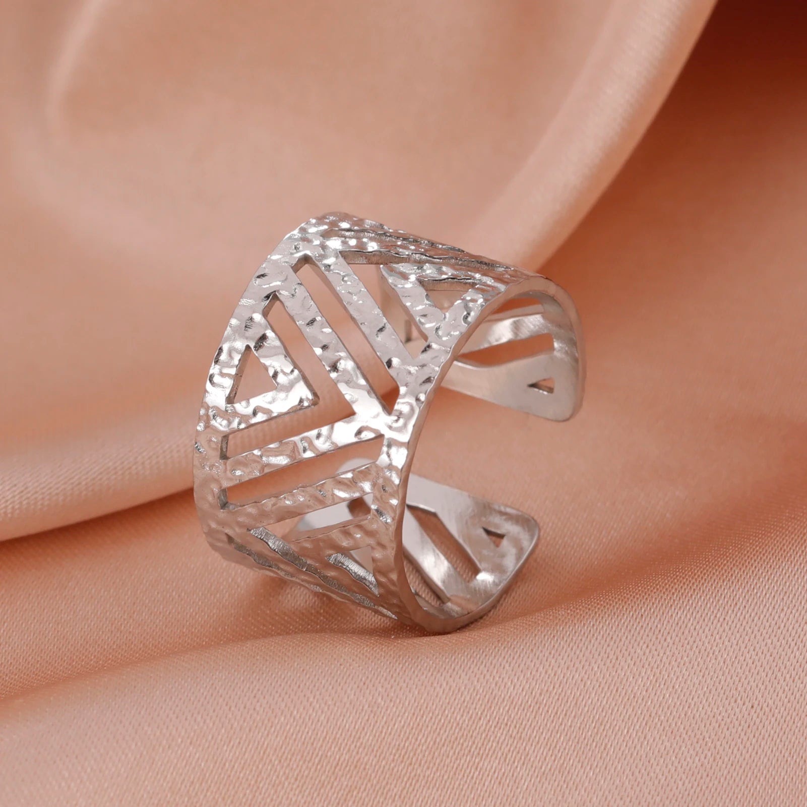 Adjustable Stainless Steel Heart Ring for Women | Geometric Open Finger Ring | Minimalist Aesthetic Fashion Jewelry Gift