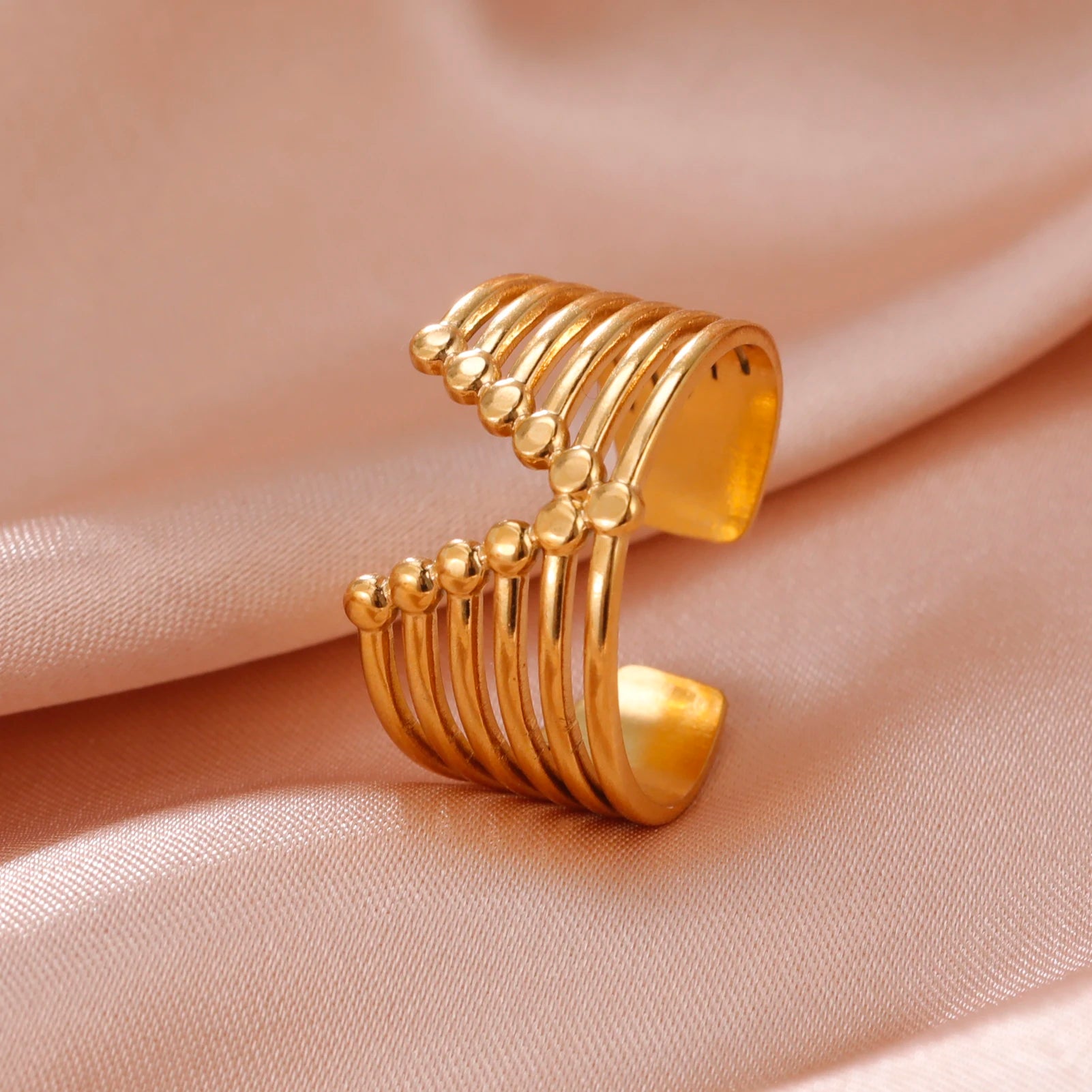 Adjustable Stainless Steel Heart Ring for Women | Geometric Open Finger Ring | Minimalist Aesthetic Fashion Jewelry Gift