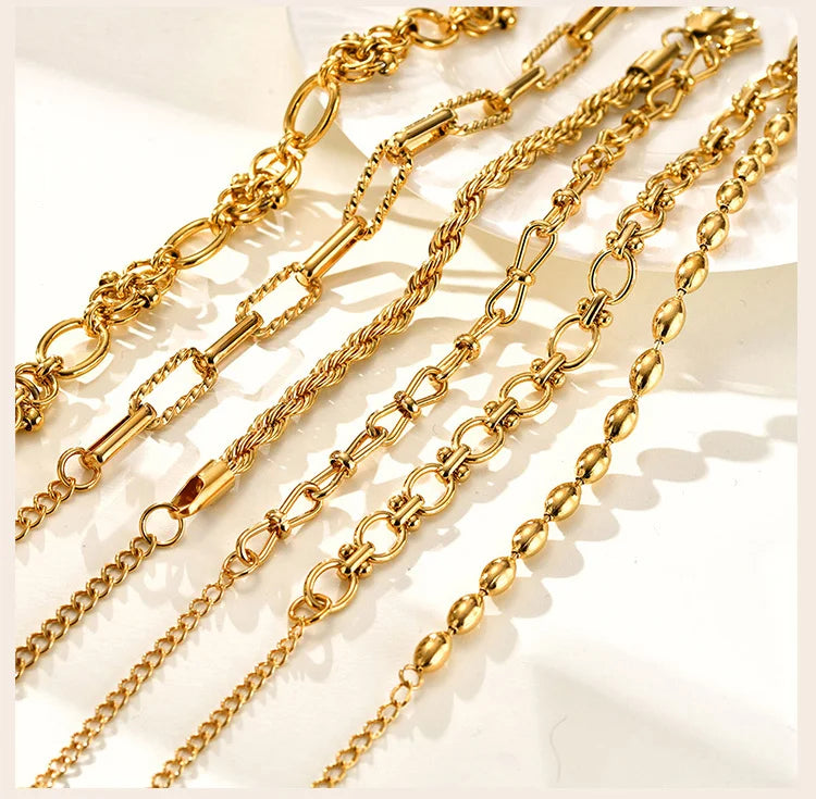 Elegant Chunky Gold Link Bracelet – Waterproof Stainless Steel Layering Jewelry for Women