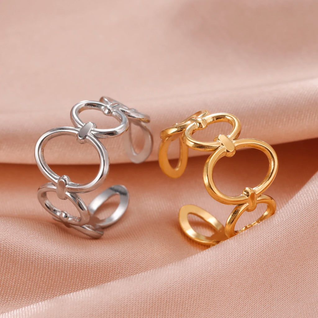 Adjustable Stainless Steel Heart Ring for Women | Geometric Open Finger Ring | Minimalist Aesthetic Fashion Jewelry Gift