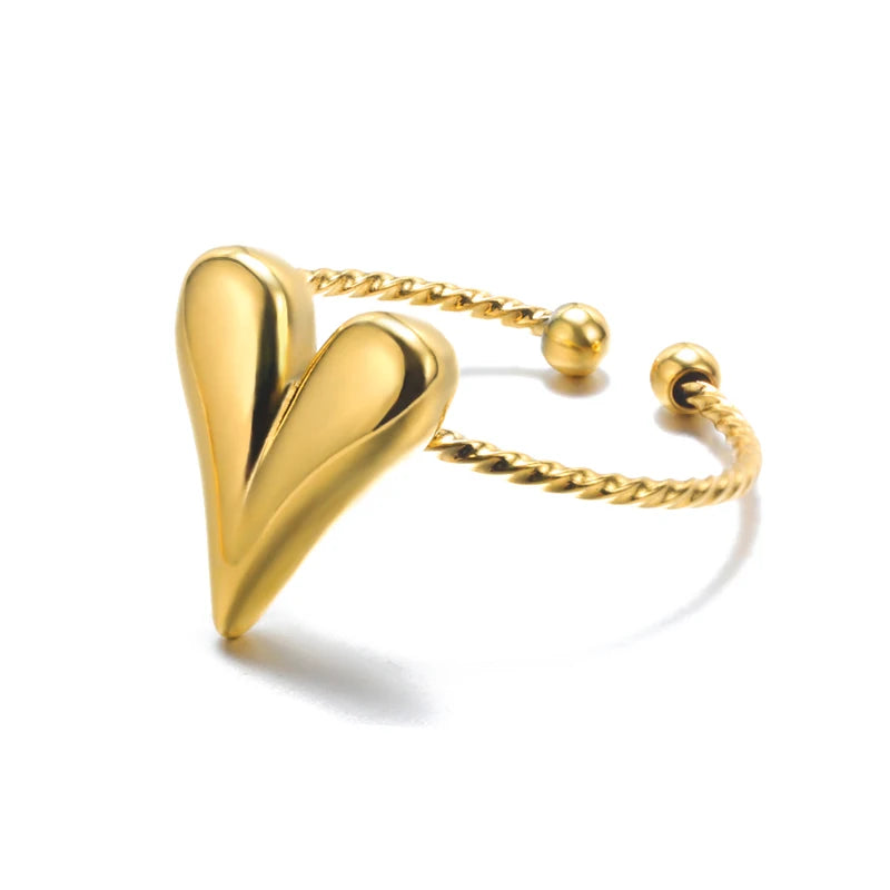 Palm Leaf Zircon Adjustable Ring for Women – Elegant Stainless Steel Party Jewelry