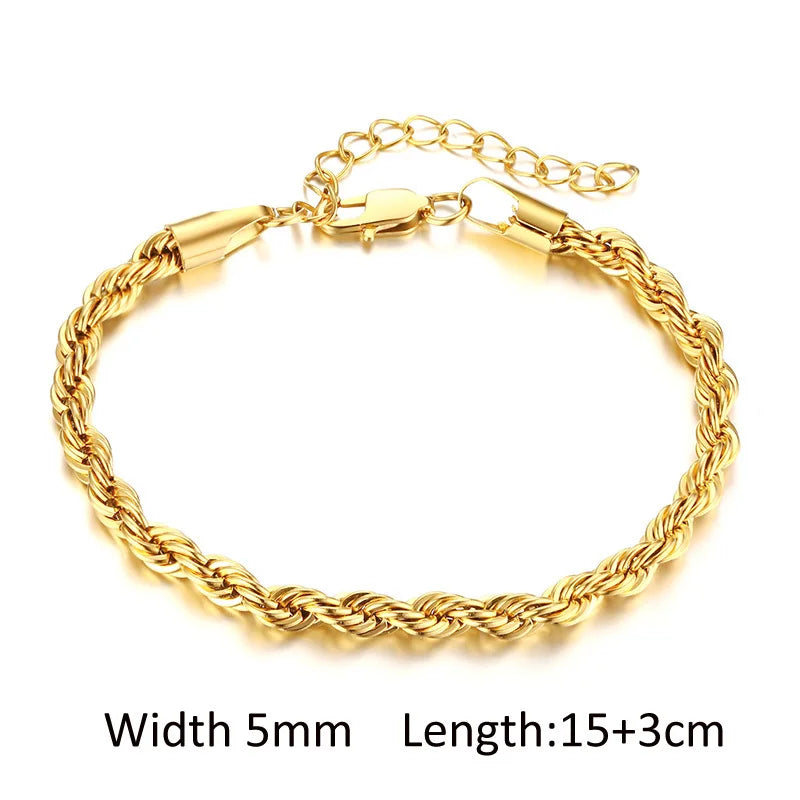 Elegant Chunky Gold Link Bracelet – Waterproof Stainless Steel Layering Jewelry for Women