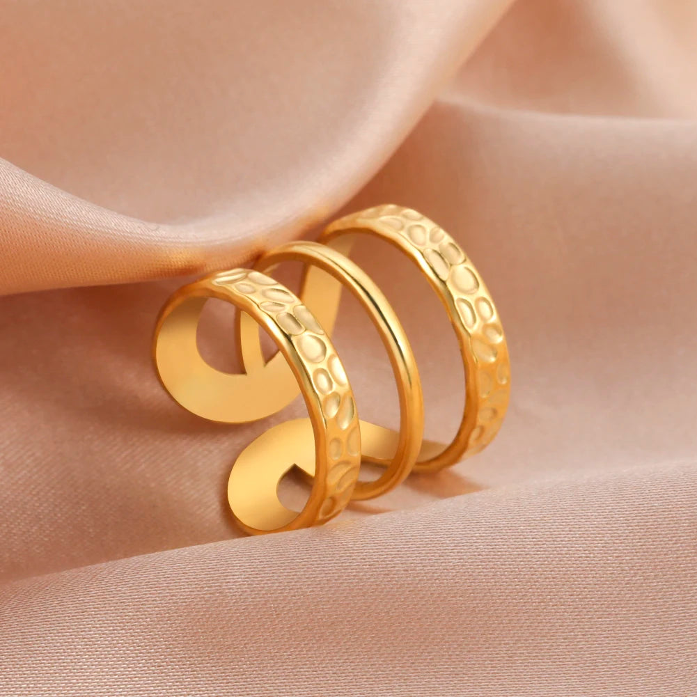 Adjustable Stainless Steel Heart Ring for Women | Geometric Open Finger Ring | Minimalist Aesthetic Fashion Jewelry Gift