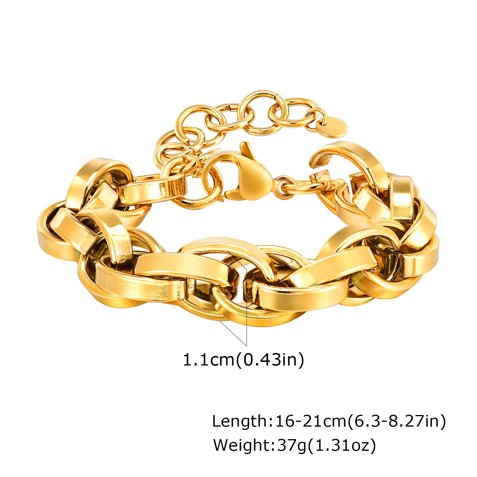 Elegant Chunky Gold Link Bracelet – Waterproof Stainless Steel Layering Jewelry for Women